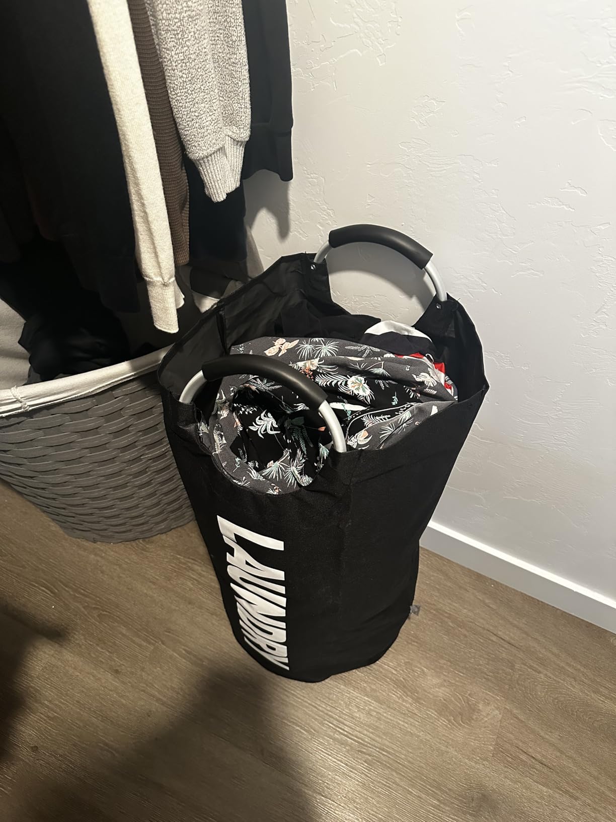 DOKEHOM 160L XX-Large Laundry Basket (7 Colors), Collapsible Laundry Bag, Foldable Laundry Hamper, Folding Washing Bin (Black, XXL) customer photo 1
