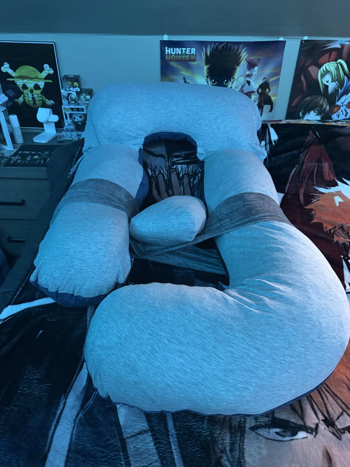 60in Full Body Pillow | Nursing, Maternity and Pregnancy Pillow | Extra Large U Shape Pillows with Detachable Side, Separate Support Pillow and Removable Cover (Velvet and Jersey Grey) customer photo 2