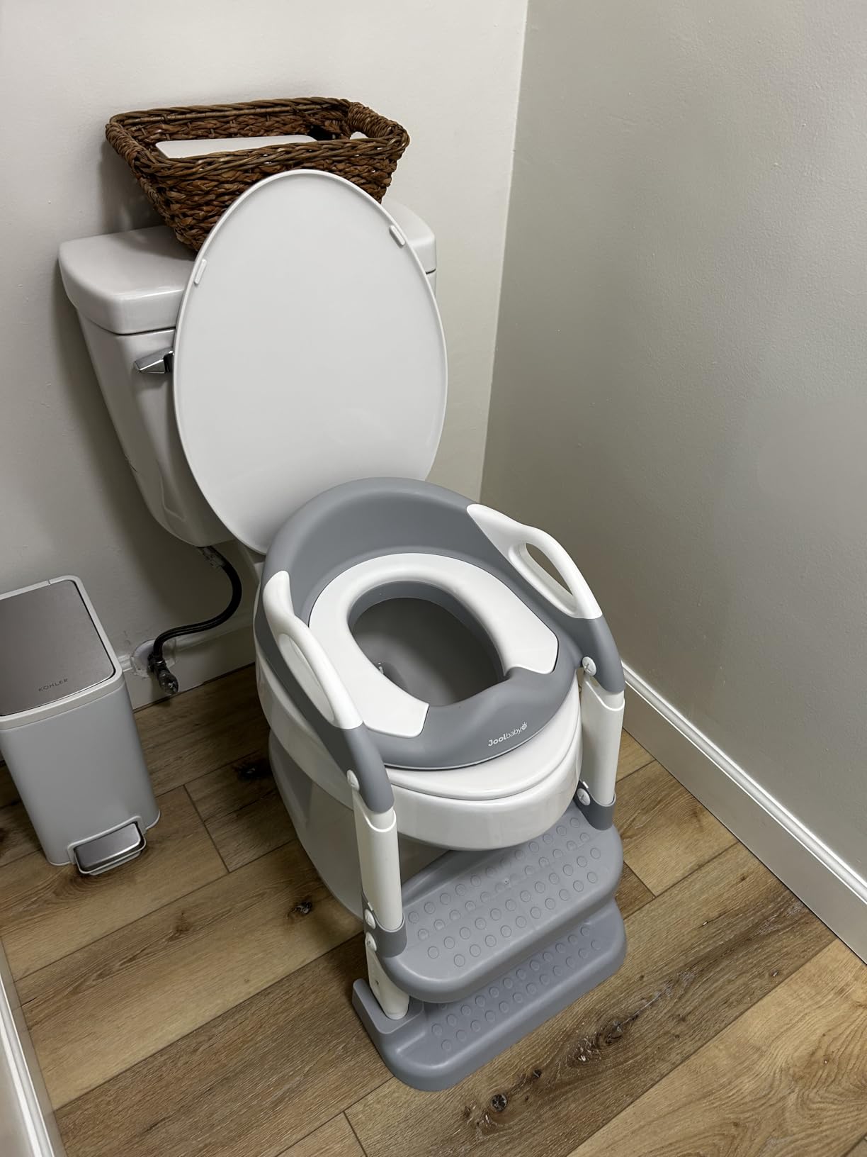 Jool Baby Potty Training Seat with 2 Step Ladder for Toddlers - Splash Guard, Adjustable Height (Gray) customer photo 1