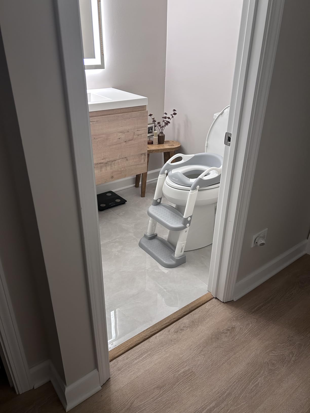 Jool Baby Potty Training Seat with 2 Step Ladder for Toddlers - Splash Guard, Adjustable Height (Gray) customer photo 2