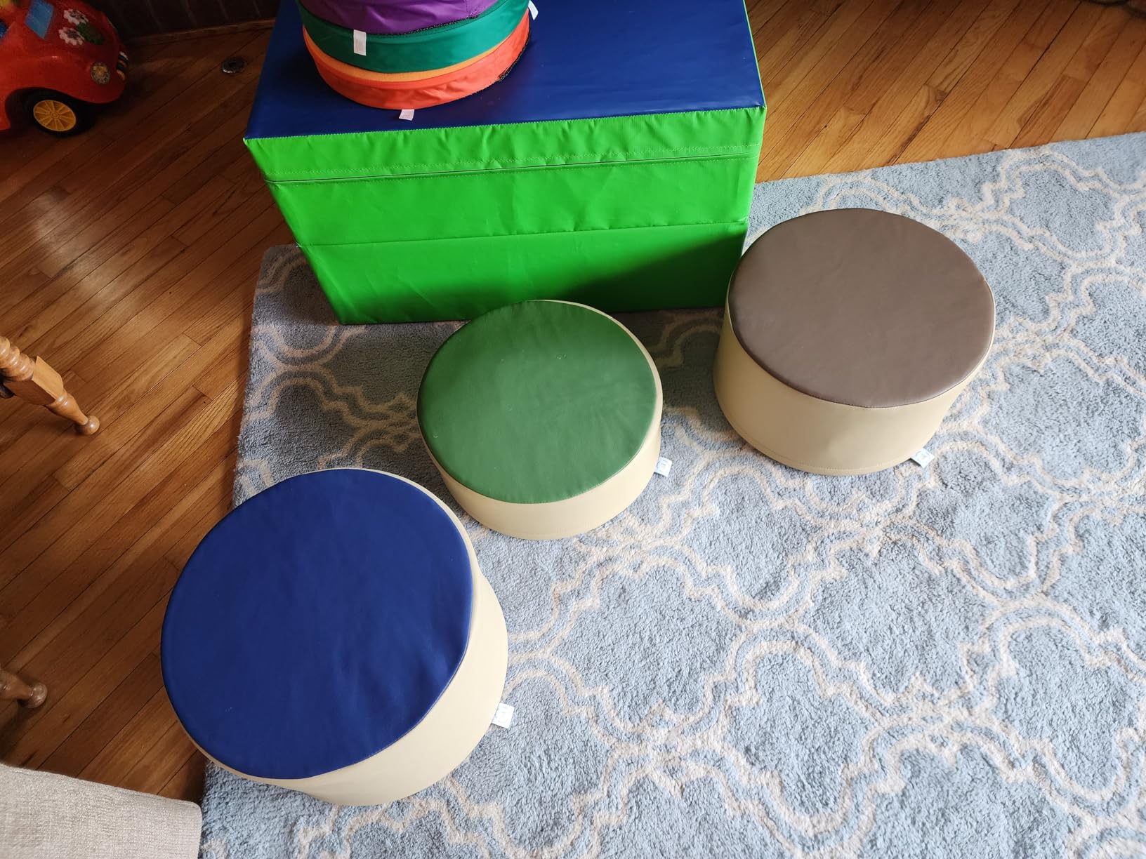 ECR4Kids SoftZone Colorful Round Ottoman Seating Set, Classroom Furniture, Contemporary, 3-Piece customer photo 1