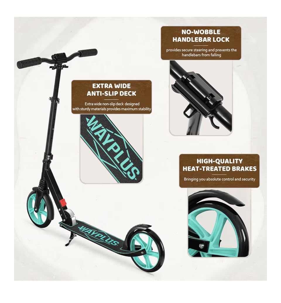 WAYPLUS KS1 Kick Scooter for Ages 6+, Kid, Teens & Adults. Max Load 240 LBS. Foldable, Lightweight, 8IN Big Wheels for Kids, Teen and Adults, 4 Adjustable Levels. Bearing ABEC9 FED Fitness customer photo 2