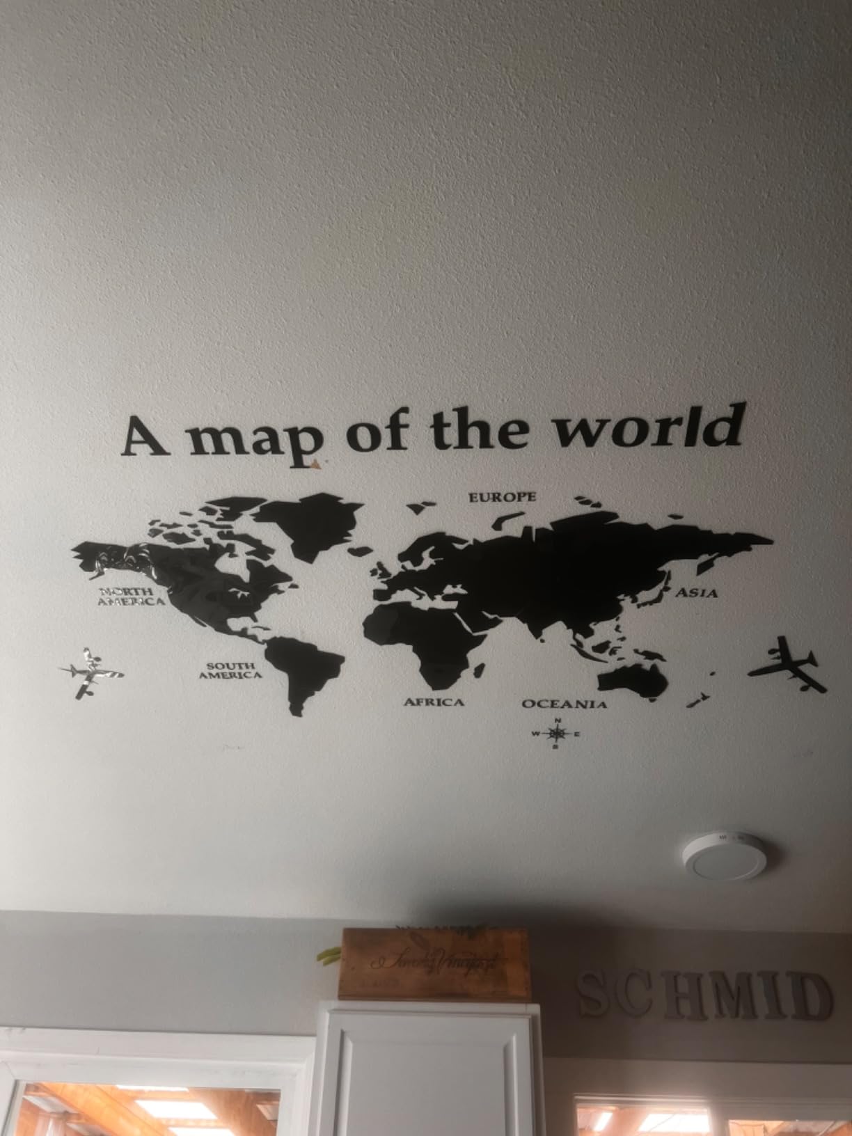 WINDIR 3D World Map Wall Stickers Decor Murals DIY Decal Black 71x40 inch, Acrylic Office Wall Art Decor Bedroom Living Room TV wall (Black: 180x100 cm) Large customer photo 2