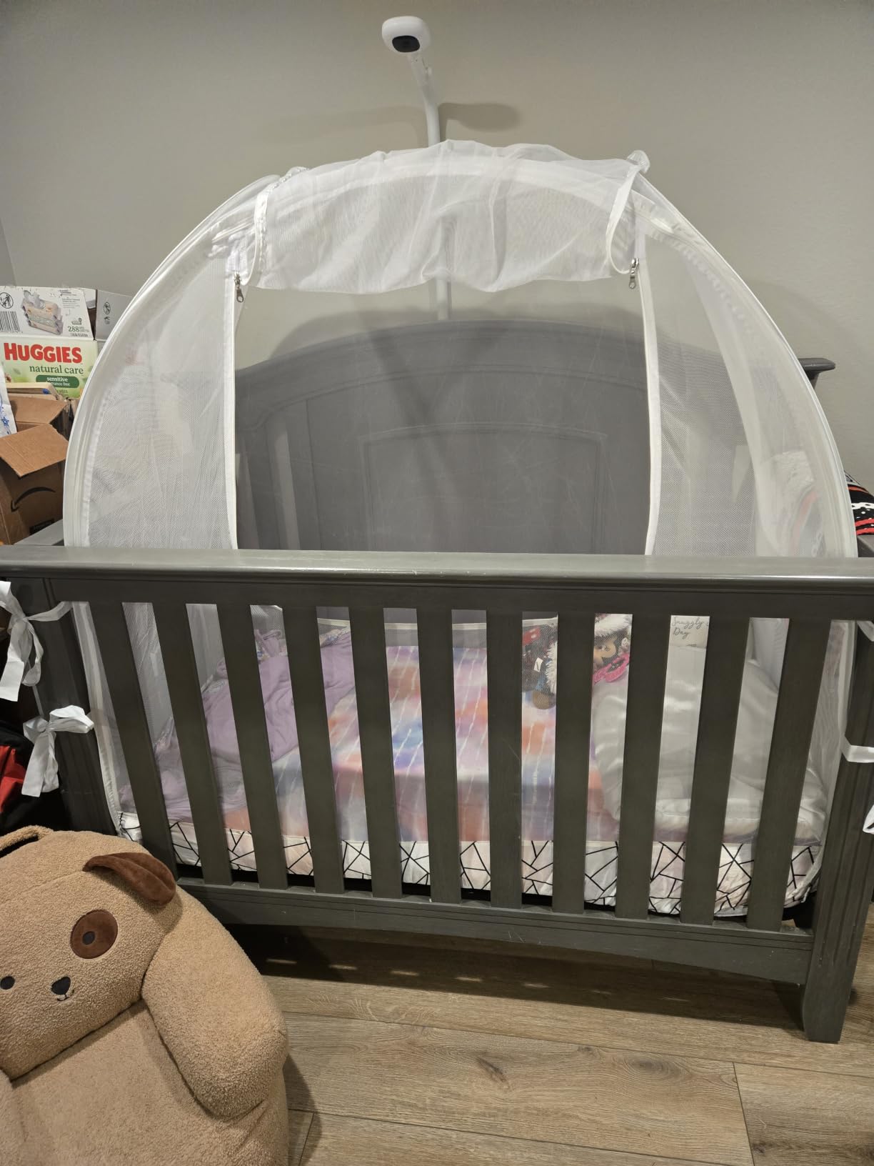 Crib Tent to Keep Baby from Climbing Out - Breathable Pop-Up Crib Net to Keep Baby in, Anti-Climb Safety Cover with Auto-Lock Zipper, Easy Install Fits Standard Cribs customer photo 2