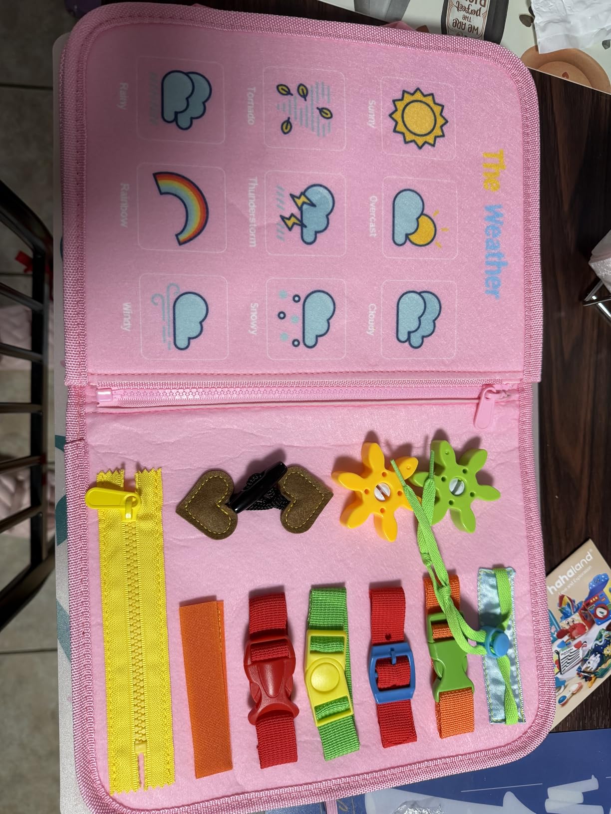 hahaland Busy Board for Toddlers - Montessori Toys Preschool Learning Activities with Life Skills, Alphabet, Number, Shape, Color, Animal, Weather - Toddler Boy Learning Educational Toys, Travel Toys customer photo 2