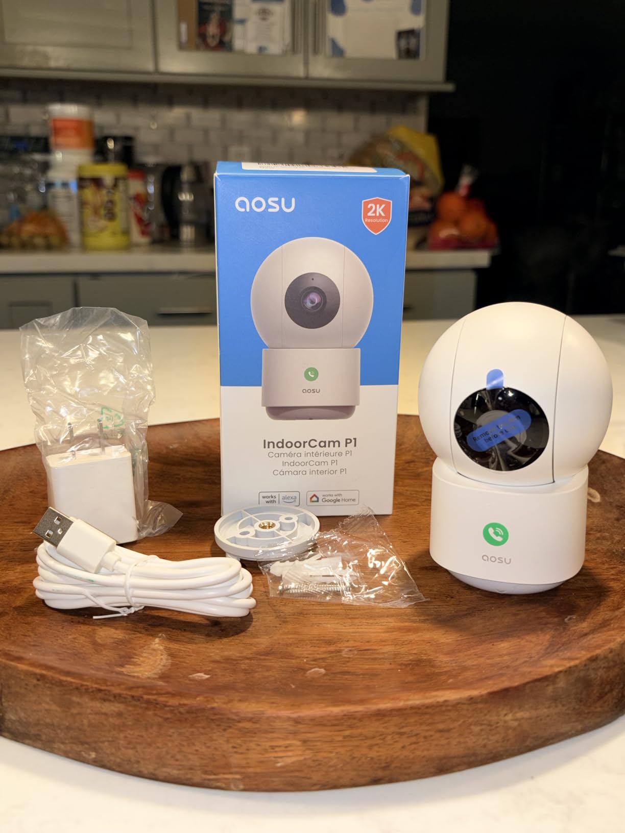 aosu 2K Security Camera Indoor, Baby Monitor Pet Camera 360-Degree for Home Security with 2.4 GHz Wi-Fi Router, One-Touch Call, Smart Motion Tracking, IR Night Vision, Compatible with Alexa customer photo 1