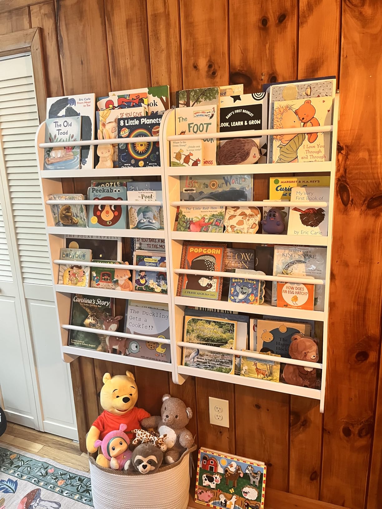 FOTOSOK Kids Bookshelf, Wall Mount 4-Tier Book Shelf Organizer for Toys and Books, Toy Storage Bookshelf in Bedroom, Living Room and Nursery, White customer photo 2