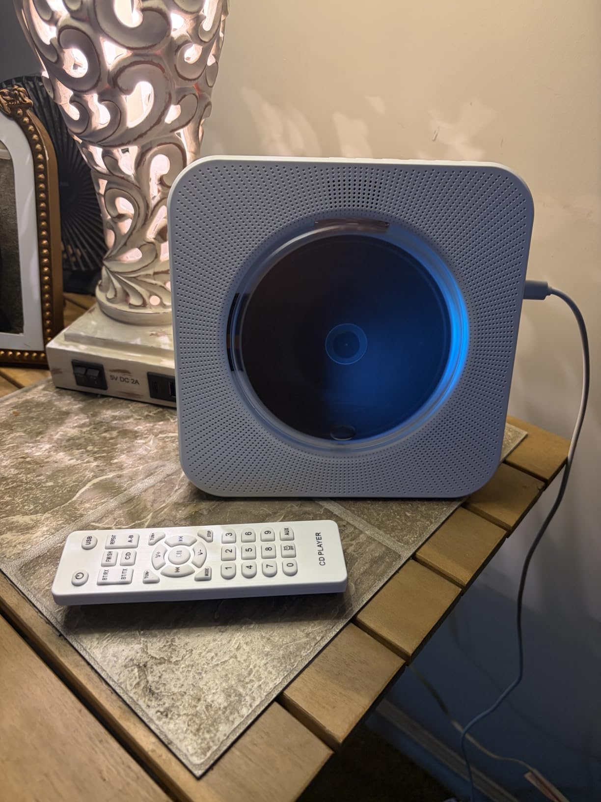 Gueray CD Player Portable Bluetooth Desktop CD Player for Home with Timer Built-in HiFi Speakers with LCD Screen Display Boombox FM Radio USB Type-c (White) customer photo 1