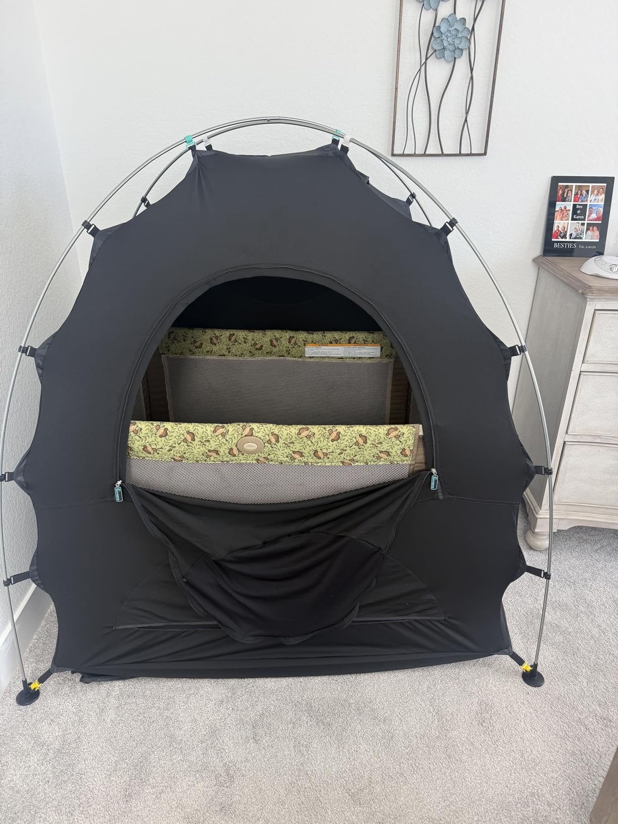 Hiccapop Daydreamer Blackout Tent for Pack and Play, Original Patented 2-Door Sleep Pod for Kids & Babies, Pack and Play Blackout Cover, Blocks 98% of Light for Better Sleep Anywhere, Black customer photo 2