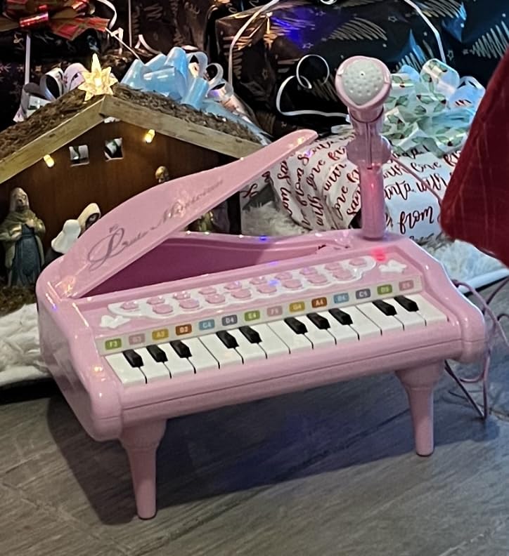 31 Keys Piano Keyboard Toy for Kids, Pink Musical Piano Toy for Toddlers with Microphone and Stool customer photo 1
