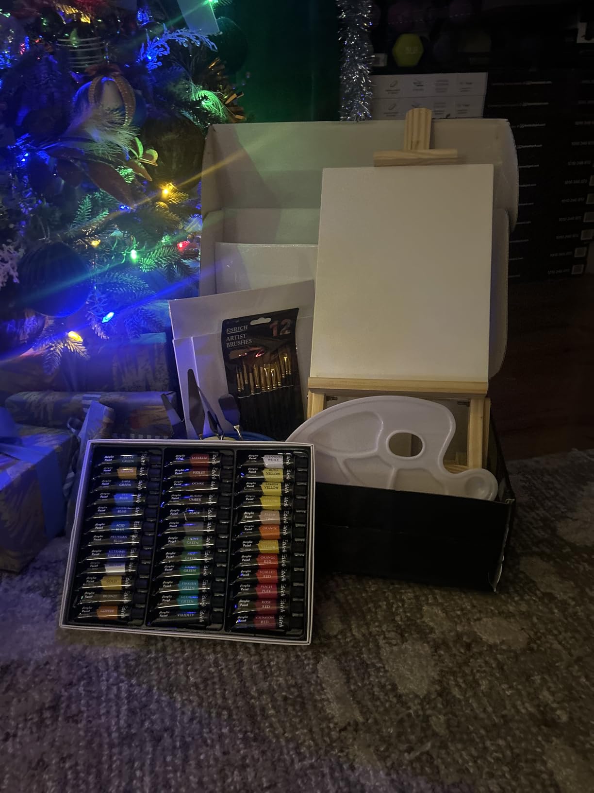ESRICH Acrylic Paint Set, 64PCS Painting Supplies with Wooden Easel, Brushes, 36 Colors Acrylic Paint, Canvases, Palette, Paints Knives, Painting Kit for Adults, Students, Hobbyists, Beginners customer photo 1