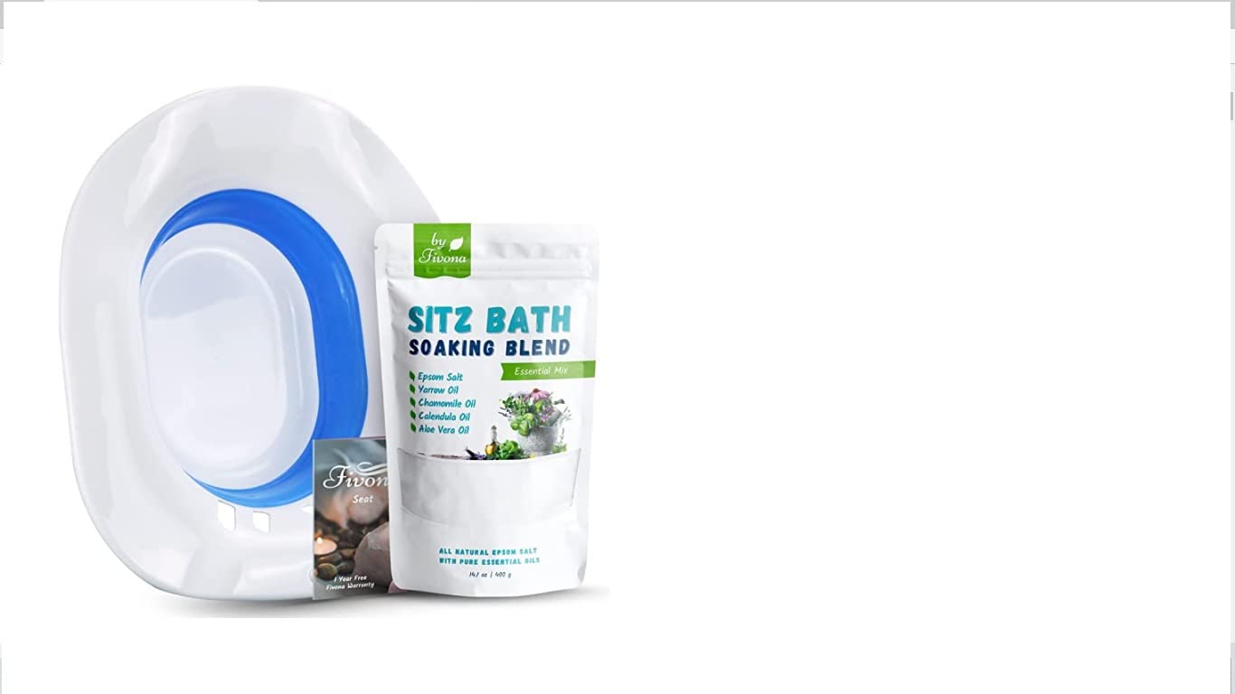 Fivona 4-in-1 Sitz Bath Soak Kit for Hemorrhoids and Postpartum Care 1 Pack of Blend Made of Epsom Salt and Essential Oils Toilet Expandable Seat Storage Bag and Hand Pump for at Home Perineal Soaking customer photo 1