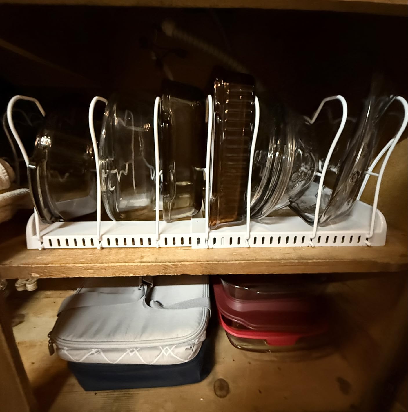 Simple Houseware Expandable Pan Organizer Rack, 10 Adjustable Compartments, White - Kitchen Cabinet Organizer for Pots, Pans, Lids & Bakeware - Pantry & Countertop Storage customer photo 1