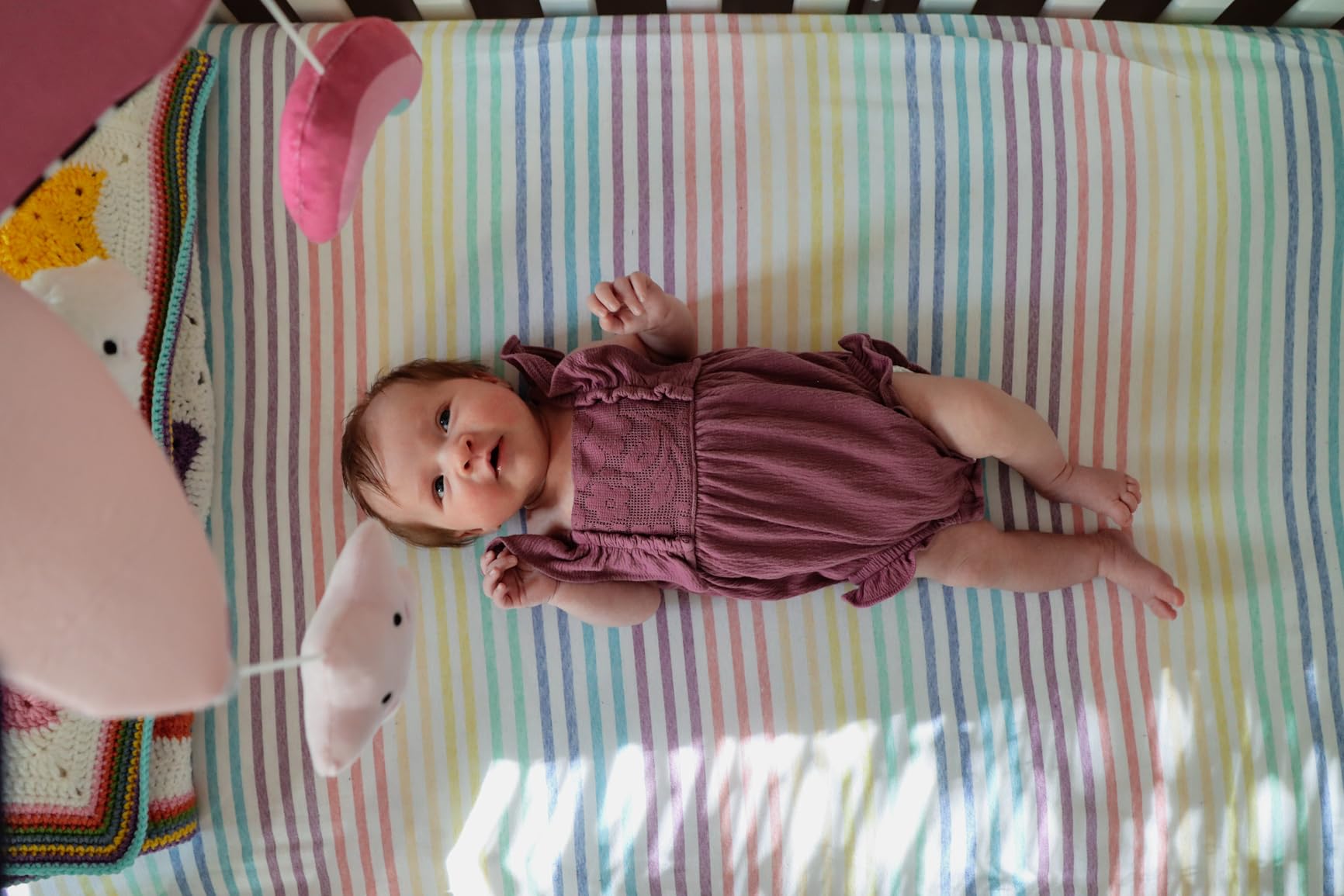 HonestBaby Unisex-Baby Fitted Crib Sheets Set Standard Mattress, 100% Organic Cotton Baby Boys, Girls, Neutral, 1 Pack - Peach Skin Painted Buffalo Check, One Size customer photo 1