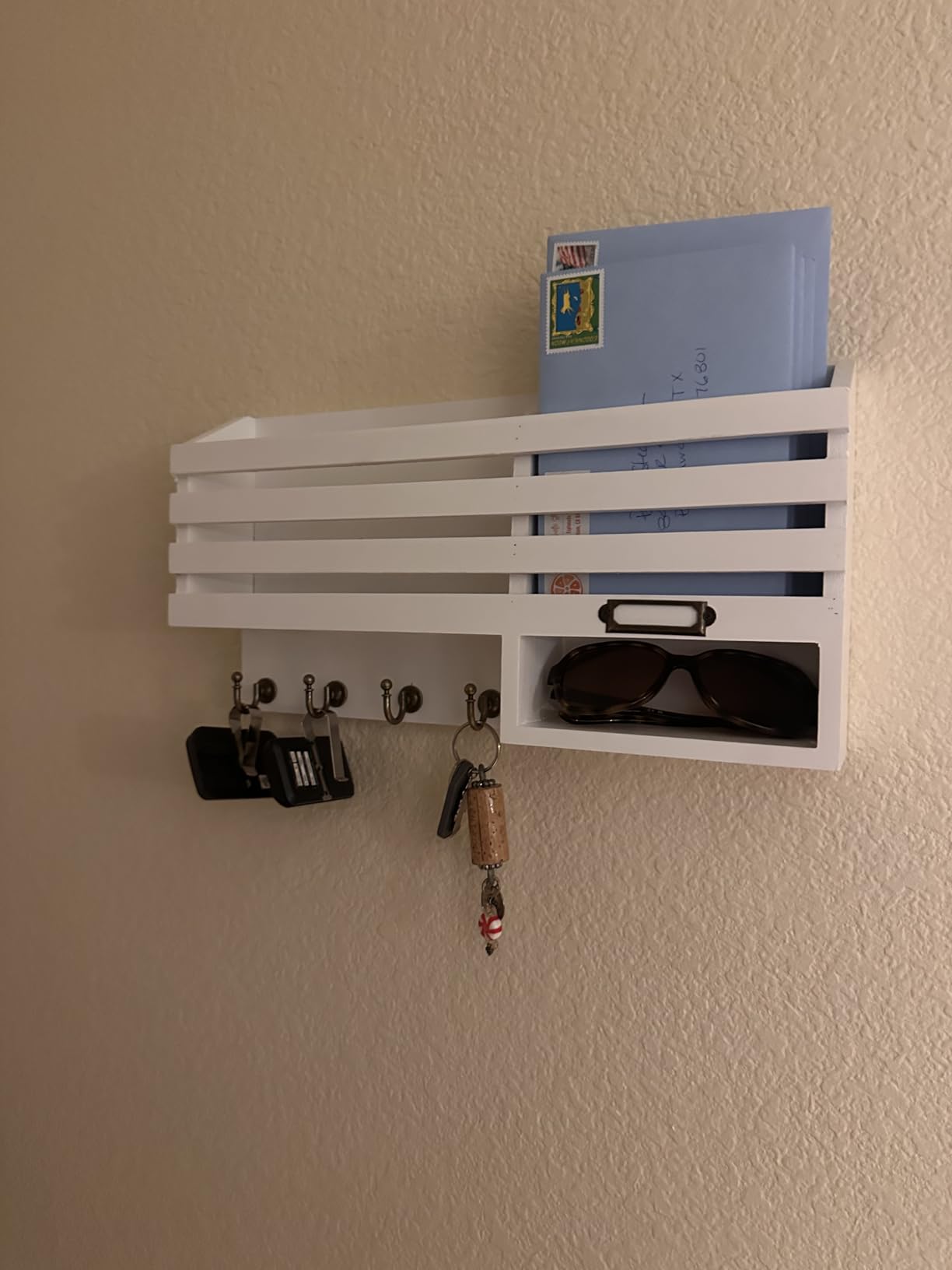 FifthQuarter Key and Mail Holder for Wall, Mail Organizer Wall Mount with 6 Hooks and Storage Drawer, Easy Installation Key Rack for Entryway and Home Decor customer photo 1