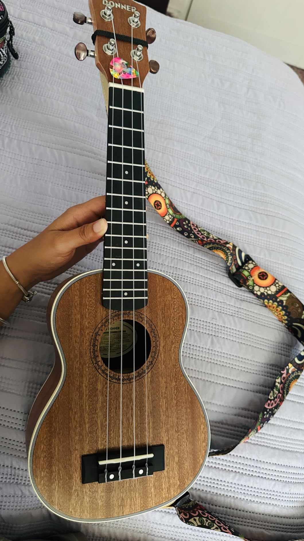Donner Soprano Ukulele Mahogany 21 inch Ukelele Beginner Kit Online Lesson Gig Bag Strap Nylon String Tuner Picks Cloth DUS-1 customer photo 2