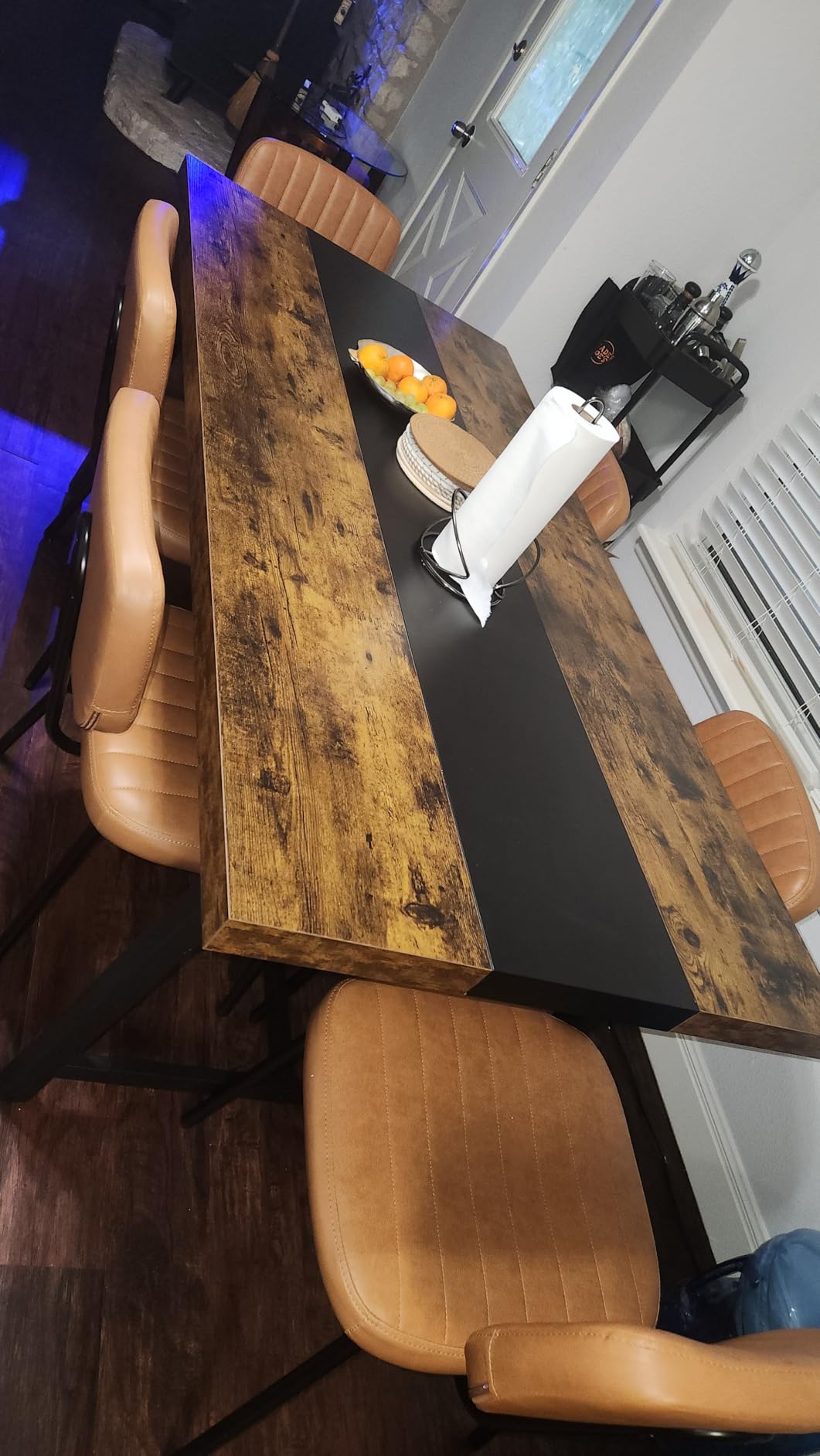 Tribesigns Dining Table for 8 People, 70.87-inch Rectangular Wood Kitchen Table with Strong Metal Frame, Industrial Large Long Dining Room Table for Big Family (Rustic Brown) customer photo 1