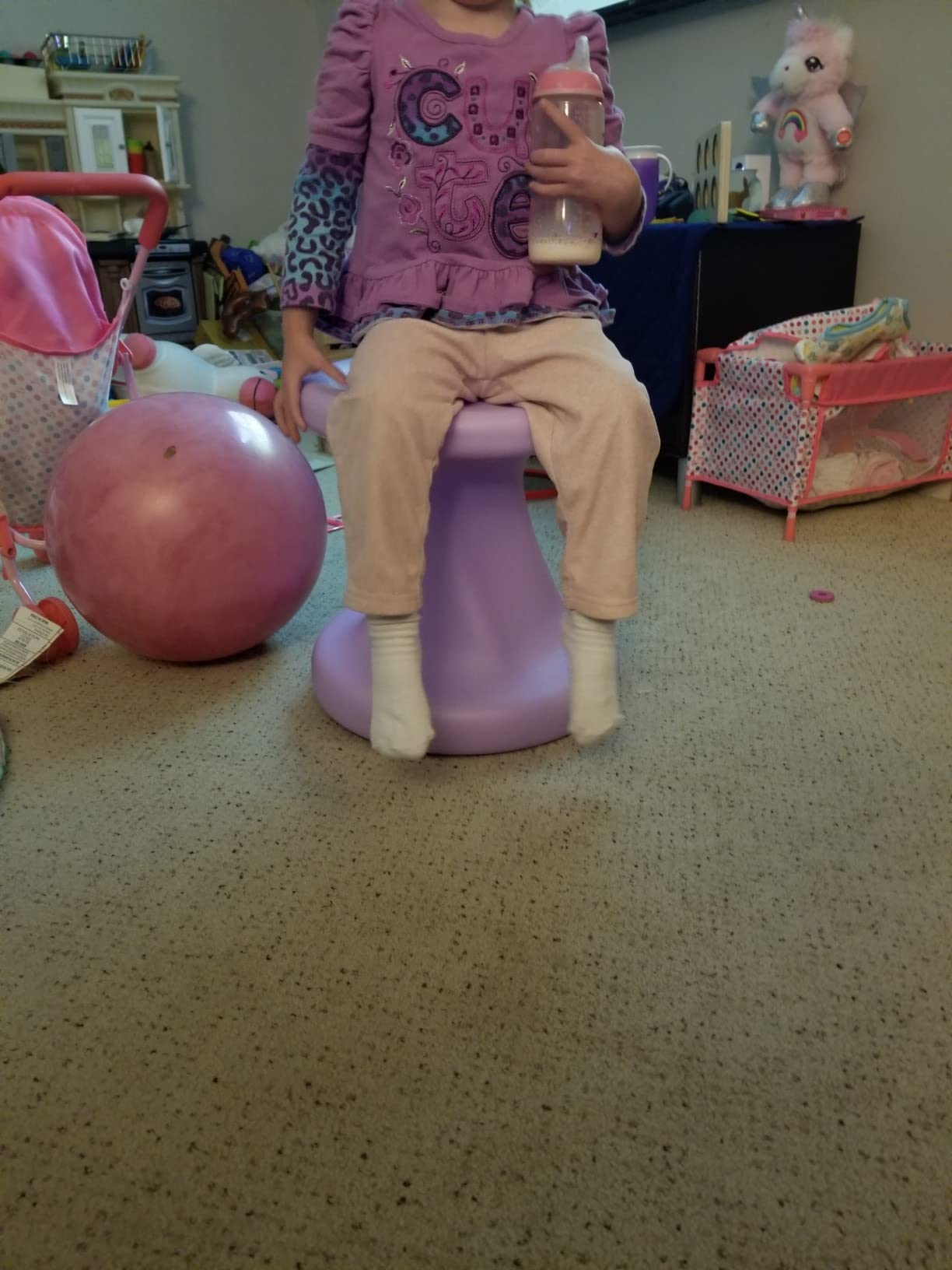 ECR4Kids Twist Active Wobble Stool, 14in Seat Height, Classroom Furniture, Light Purple customer photo 1
