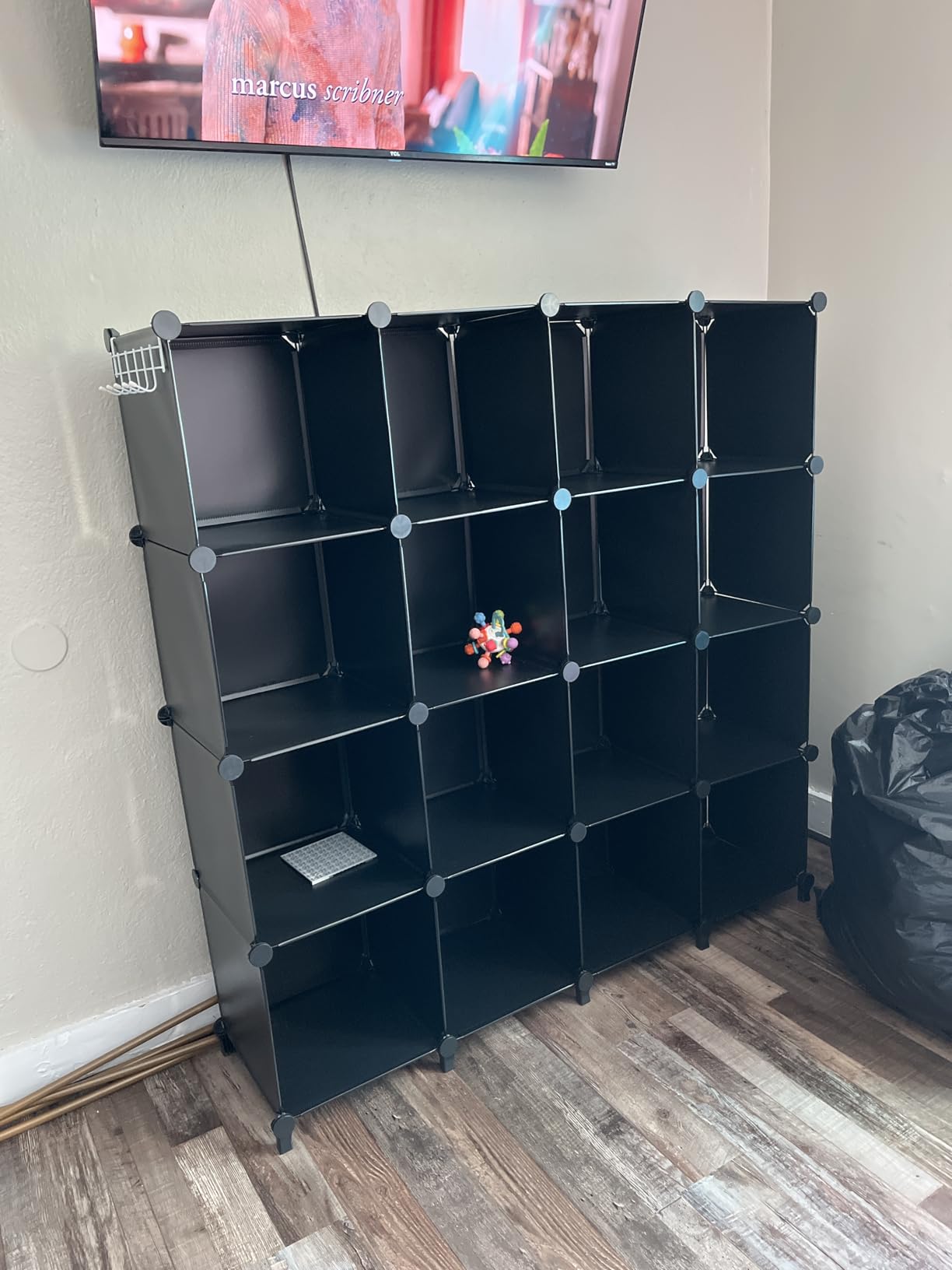 Neprock 16 Cubby Storage Organizer, Closet Clothes Storage Organizer, Cube Shelves Closet Organizers and Storage Shelves for Clothing Storage with Hammer, Bookshelf for Kids, Black customer photo 1
