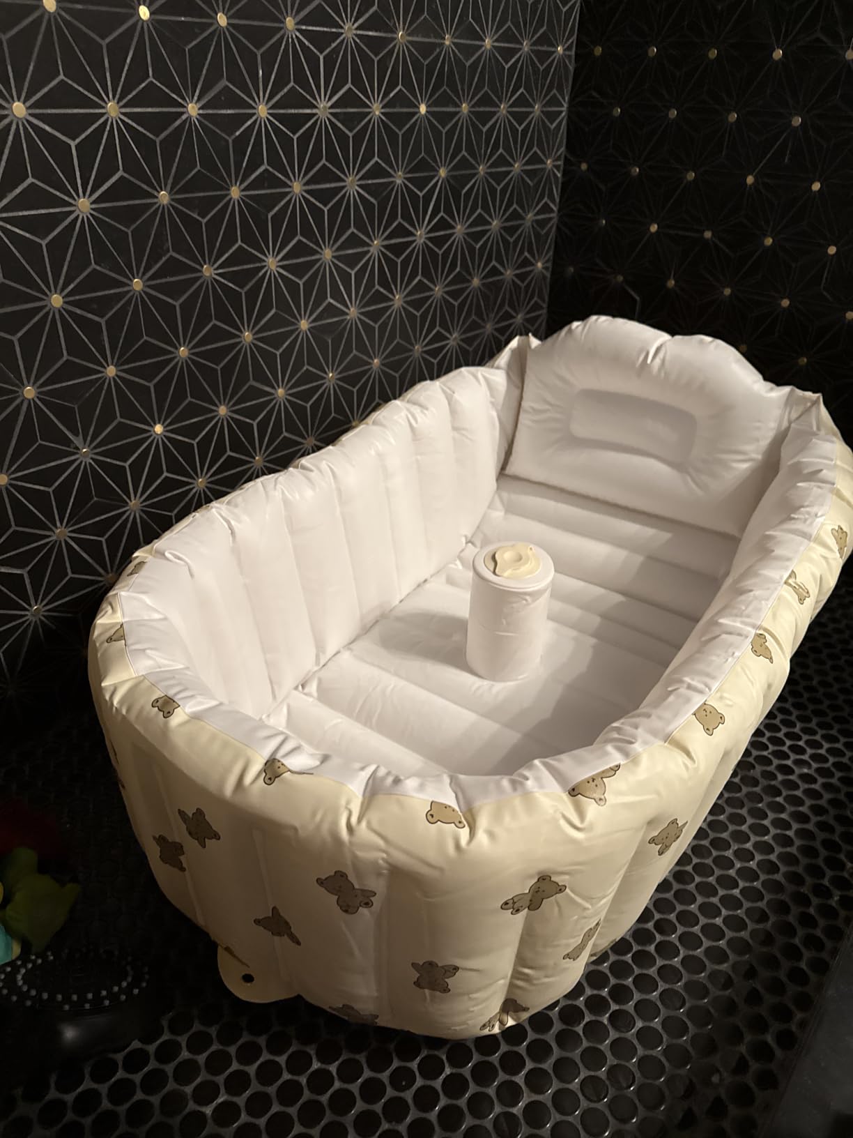 MINK Inflatable Baby Bathtub for Toddlers and Kids - Self-Inflating Design, No Pump Needed, Press Center to Inflate - Portable Collapsible Travel Baby Tub for Newborns to 36 Months (Olive Bath) customer photo 1