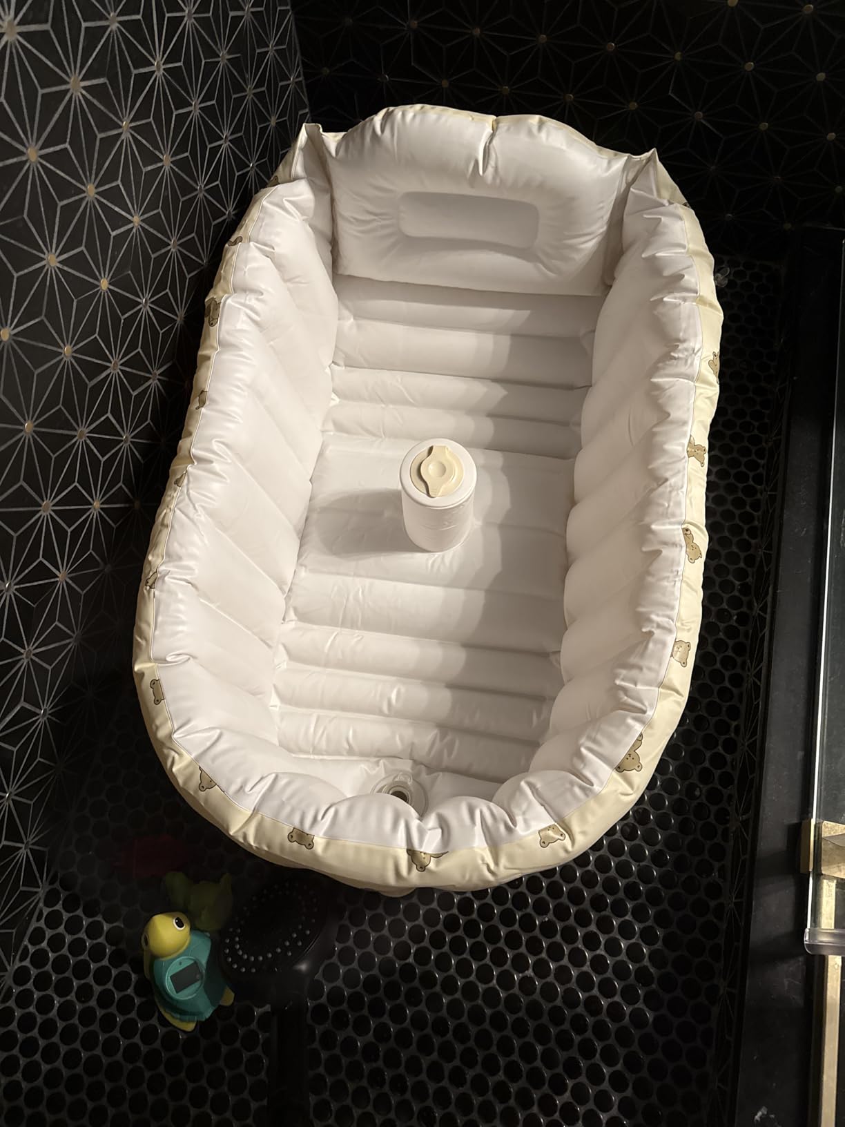 MINK Inflatable Baby Bathtub for Toddlers and Kids - Self-Inflating Design, No Pump Needed, Press Center to Inflate - Portable Collapsible Travel Baby Tub for Newborns to 36 Months (Olive Bath) customer photo 2