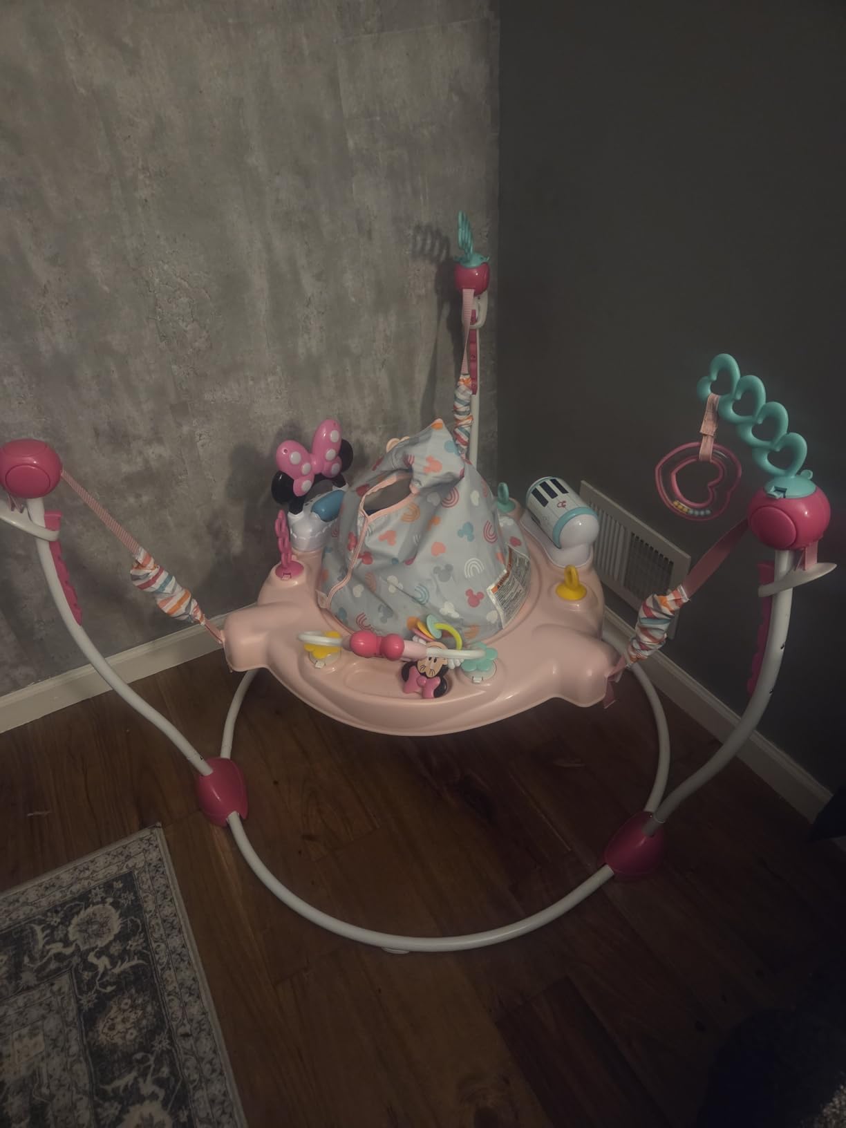 Bright Starts Disney Baby Minnie Mouse Forever Besties Baby Activity Center Jumper with 10 Toys, Lights & Sounds, 360-Degree Seat, 6-12 Months (Pink) customer photo 2
