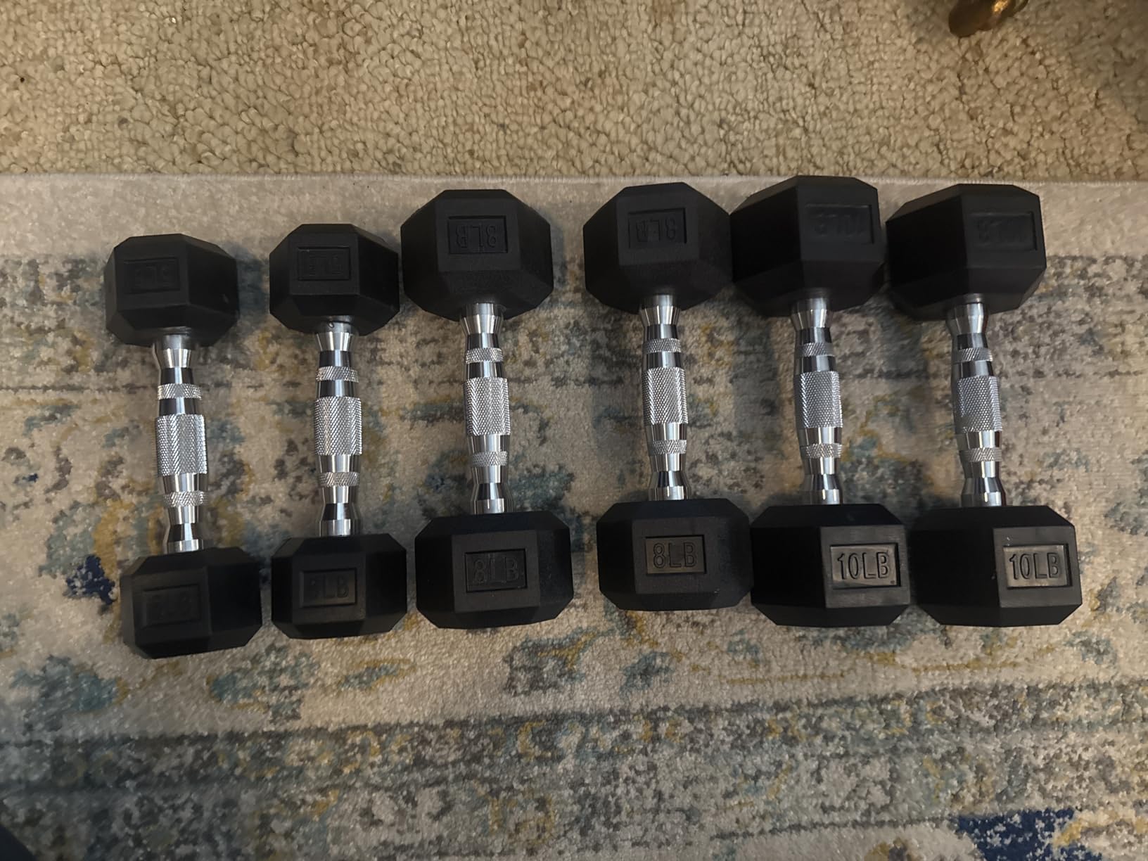 HolaHatha Hexagonal Dumbbell Free Hand Weight Set w/Rack customer photo 1
