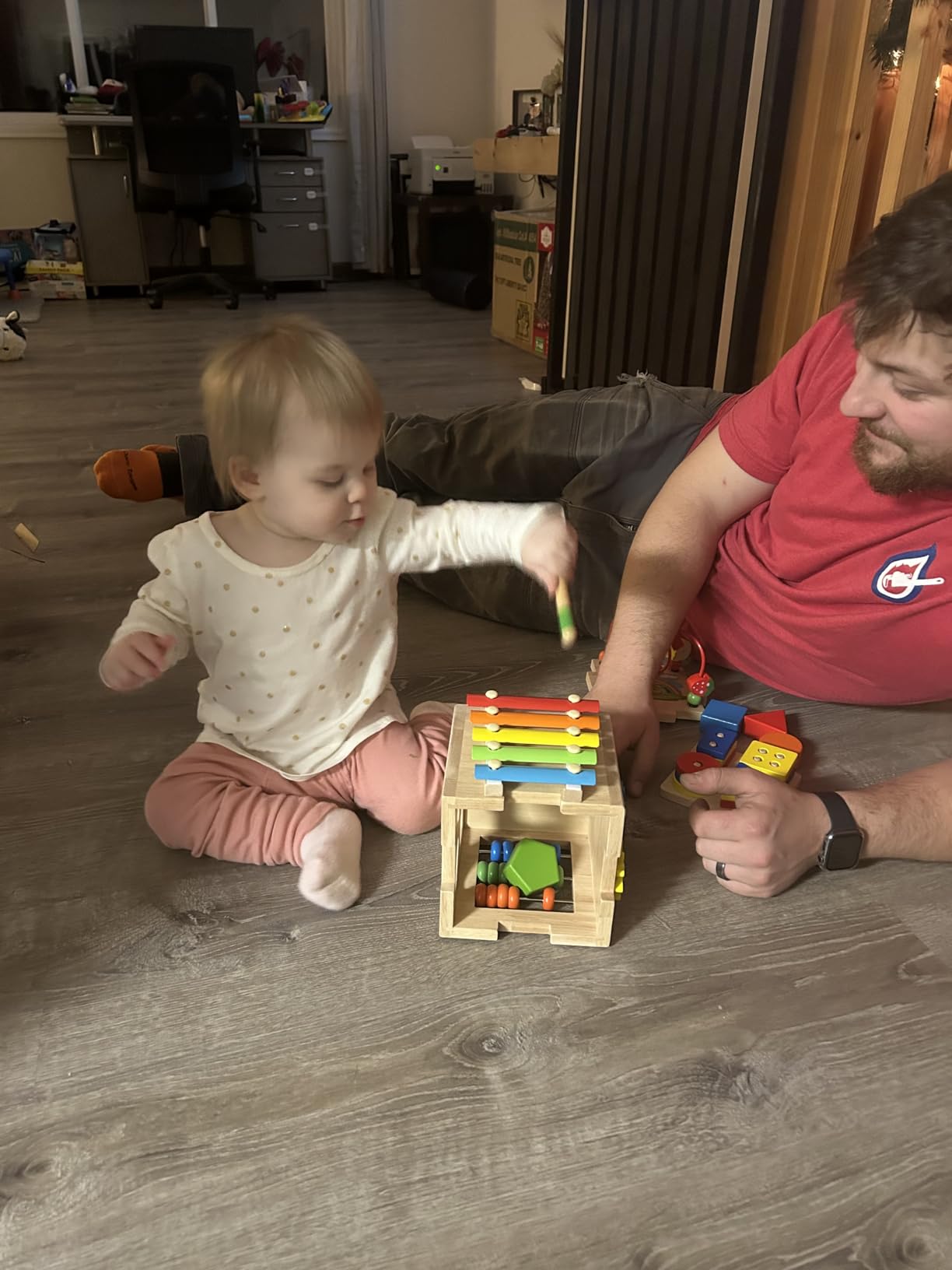 Bravmate Wooden Activity Cube, 8-in-1 Wooden Montessori Learning Toys for 18 M+ Toddlers, One Year Old First Birthday Gift, Baby Toy Set with Bonus Sorting & Stacking Board customer photo 1