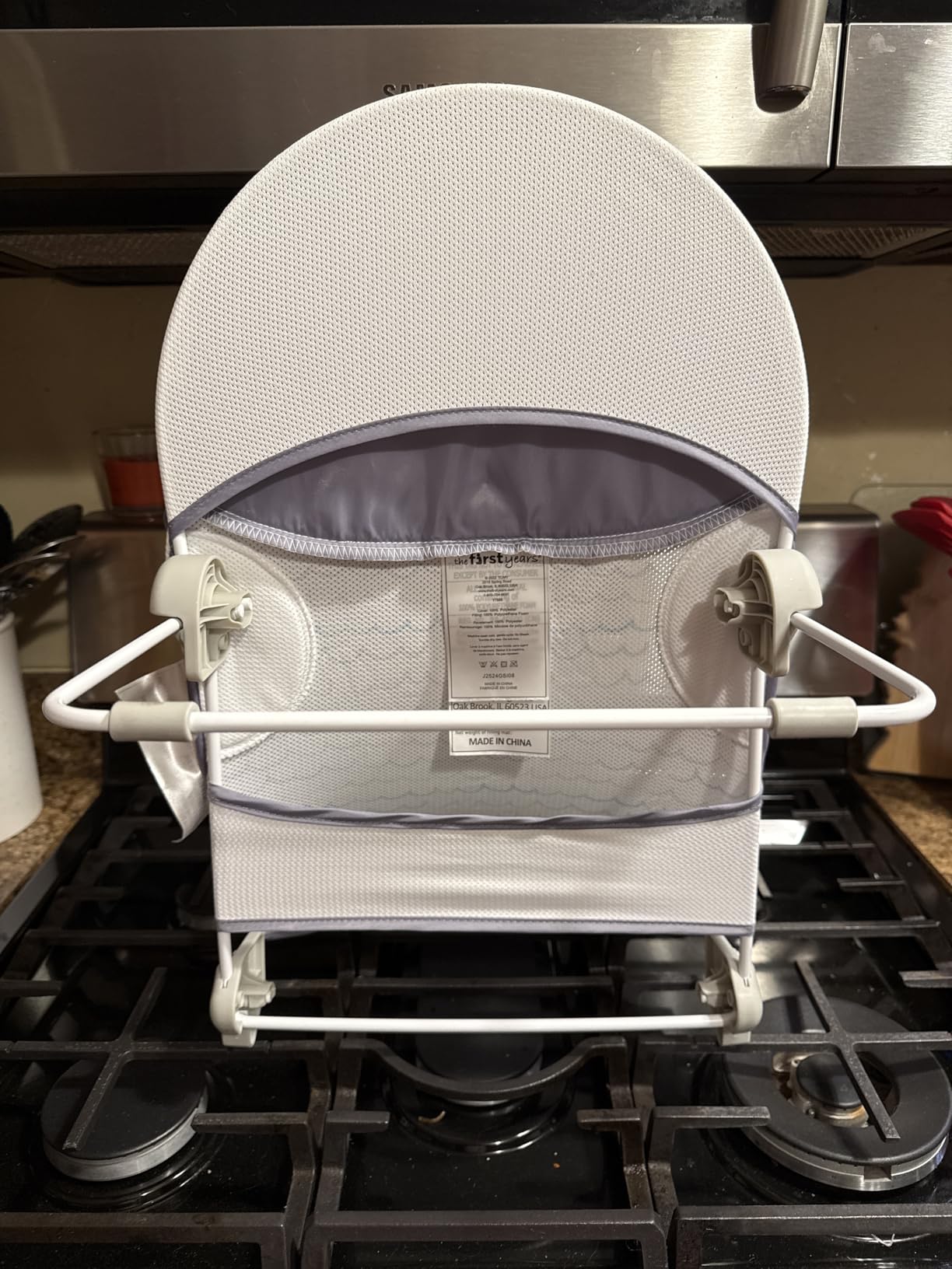 The First Years Sure Comfort Folding Baby Bather - Foldable Baby Bath Seat and Lounger for Home or On the Go - for Sink or Tub Use - Non-Slip Seat - For Up to 15 Lbs customer photo 2