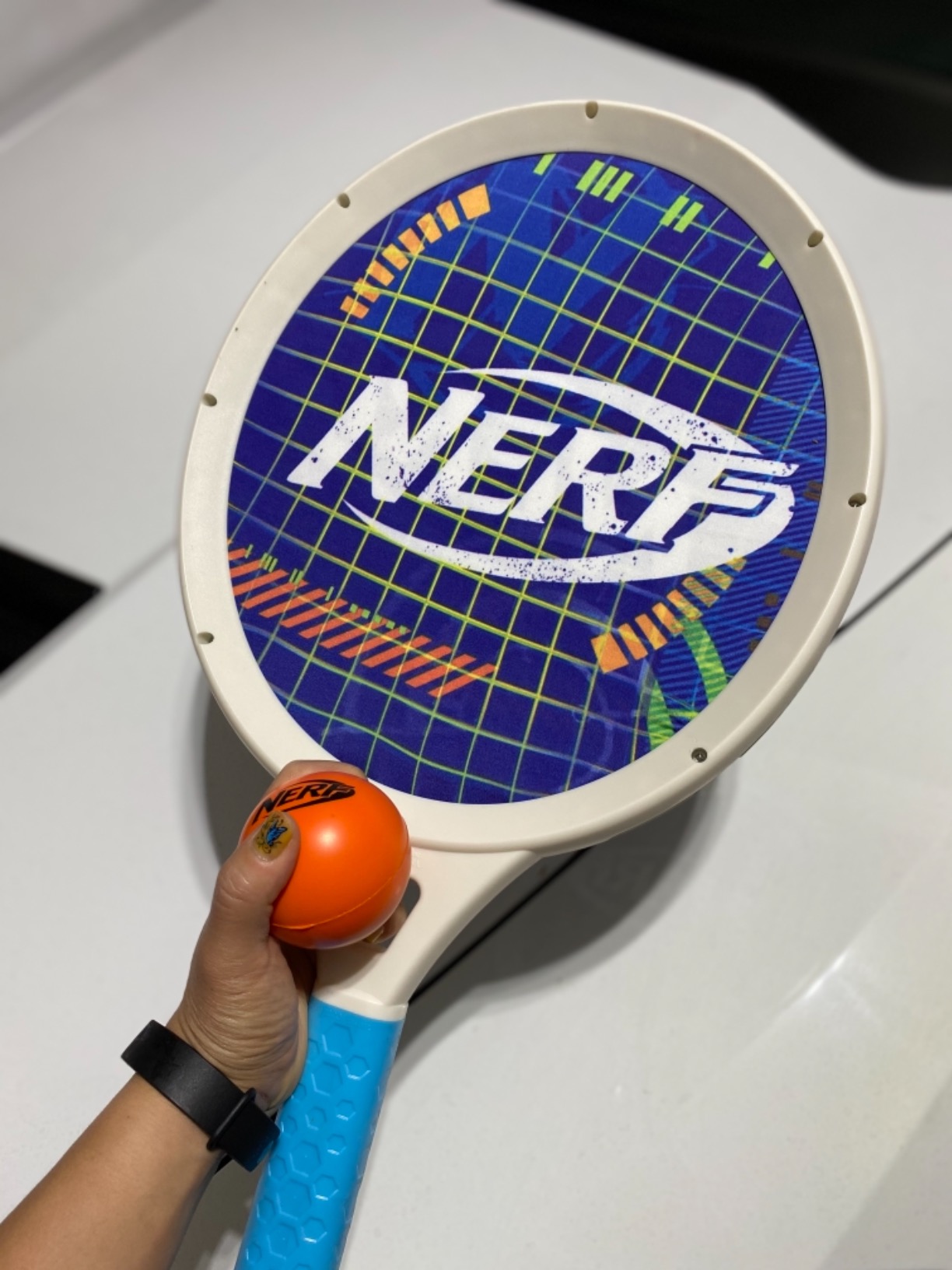 Nerf Small Driveway Tennis Set for Kids - 2 Player Kids Tennis Set - Rackets and Foam Ball - Indoor + Outdoor - (2) Rackets + Foam Ball Included customer photo 1