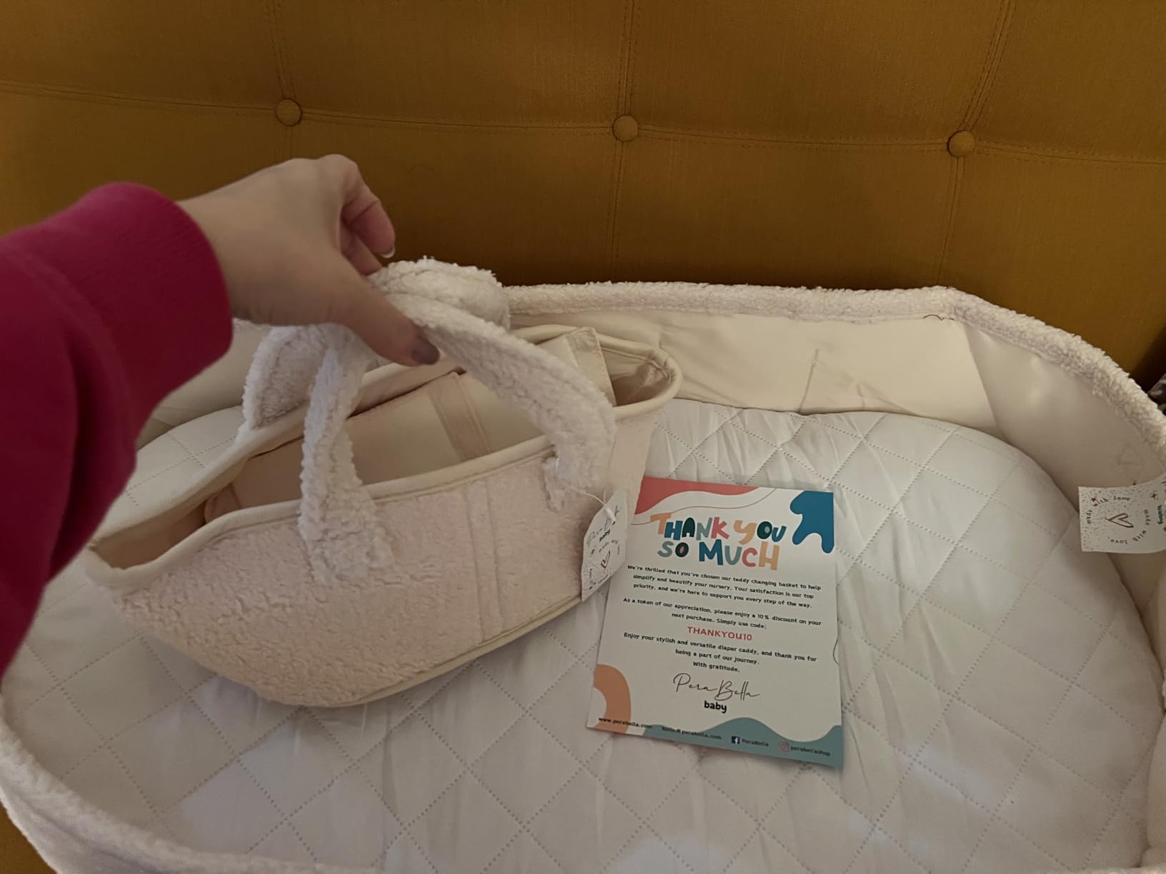 Baby Changing Basket for Baby Dresser, Moses Basket for Babies, Cotton Rope Diaper Changing Basket, Unisex Baby Moses Basket, Foam Diaper Changing Pad for Dresser, Changing Table Topper for Dresser customer photo 1