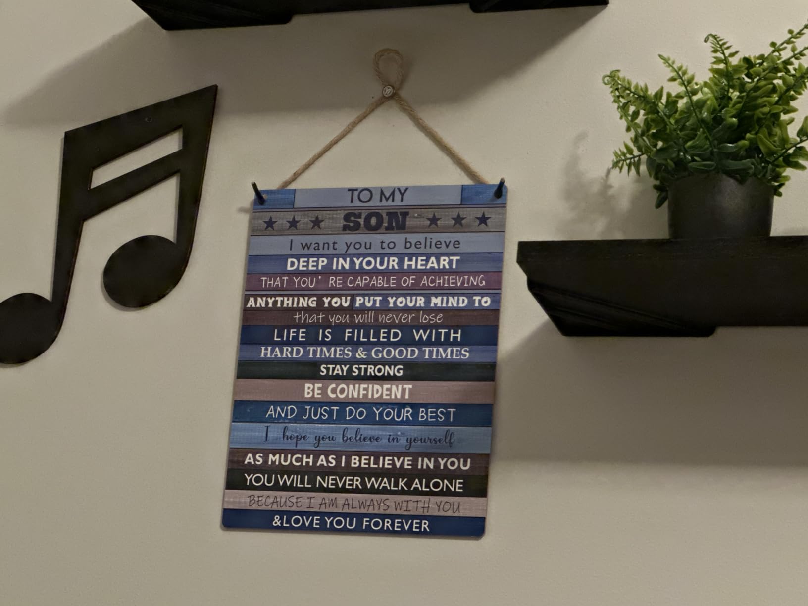 YCYD Boys Room Decor, To Son Teen Boy Room Decor Gifts, Inspirational Wall Art Wooden Hanging Plaque, Family Decorative Signs for Birthday Christmas Thanksgiving Gifts for Son 8 x 10 Inches customer photo 1