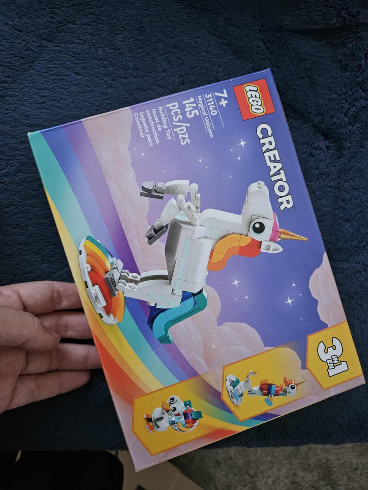 LEGO Creator 3 in 1 Magical Unicorn Toy, Transforms to Seahorse to Peacock, Rainbow Animal Figures, Unicorn Gift for Grandchildren, Girls and Boys, Buildable Toys, 31140 customer photo 1