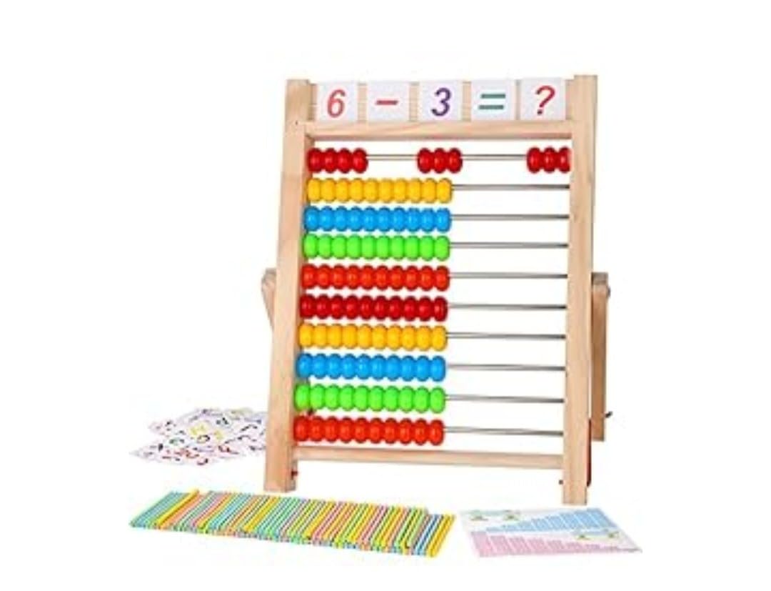 WOODMAM Wooden Abacus for Kids Math, Educational Counting Toy with Counting Sticks and Number Alphabet Cards, Preschool Learning Toys Gift for Boys Girls Age 3+ Years Old customer photo 1