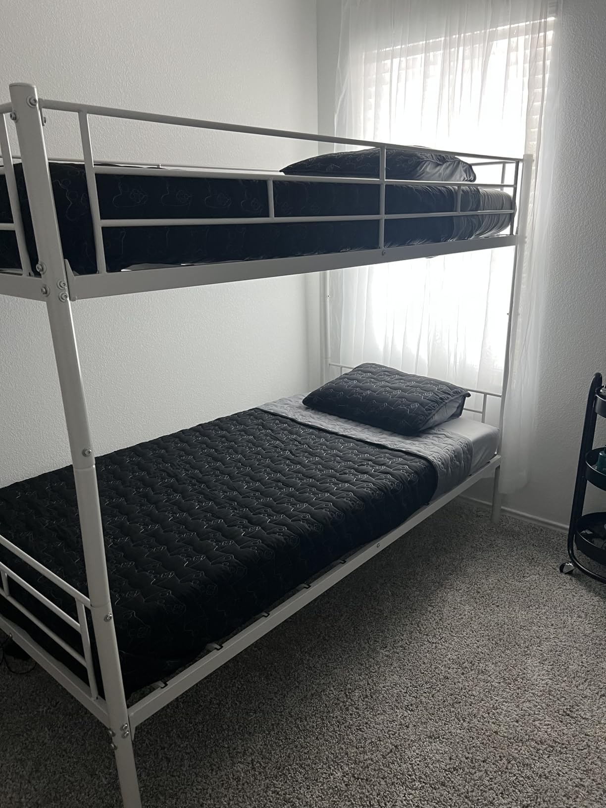 Metal Bunk Bed Twin Over Twin Sturdy Heavy Duty Bunk Beds with 2 Side Ladders, Space Saving, No Box Spring Needed, for Boys Girls Teens Adults, Bedroom, Dormitory (Black) customer photo 1