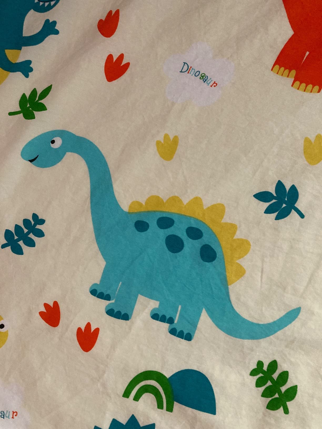 Wake In Cloud - Dinosaur Bed Sheets for Boys, 100% Cotton, 4-Piece Sheet Set Kids, Cute Colorful Cartoon Animal Leaf Tree Pattern Printed Bedding, Deep Pocket, Navy, Twin Size customer photo 2