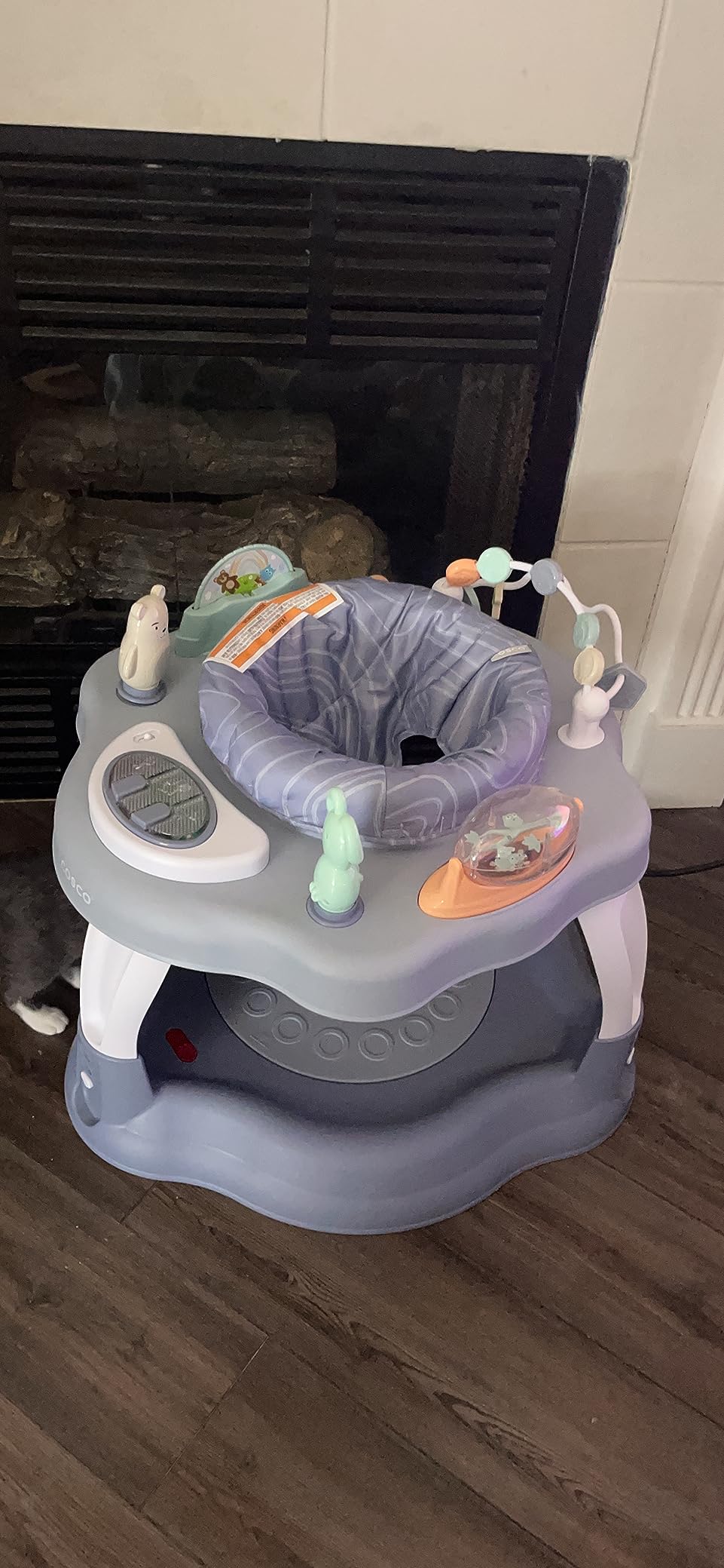 Cosco Play-in-Place Stationary Activity Center, 6 Engaging Toys and a 360 Rotating seat, 3-Position Height Adjustment Machine-Washable, Removable seat pad, Rainbow customer photo 1