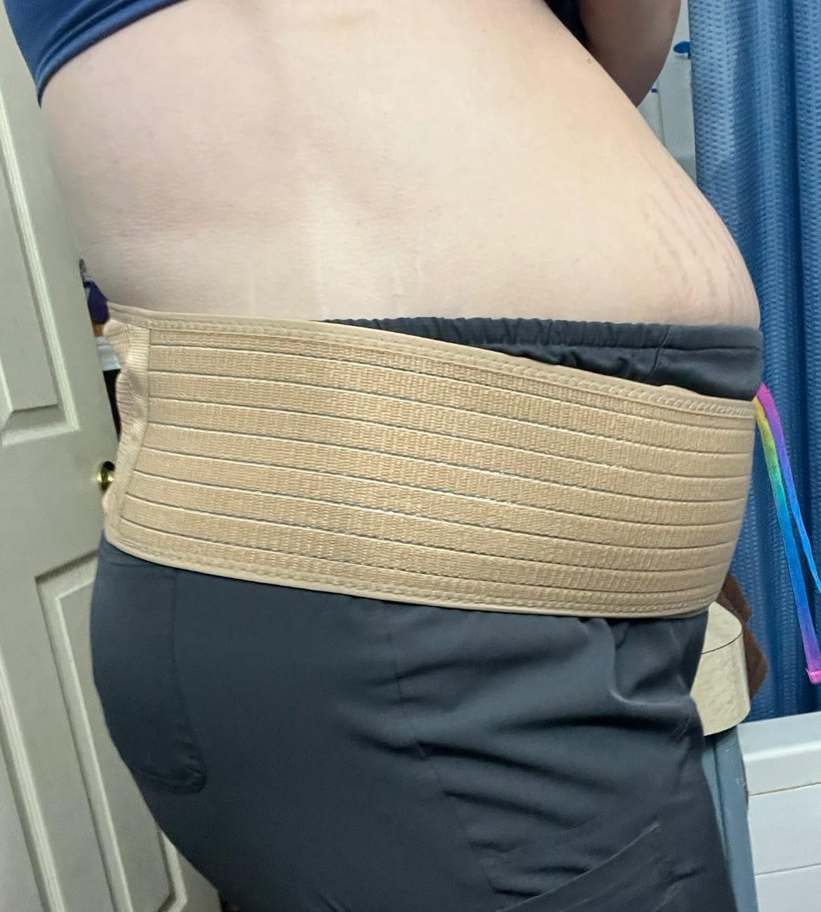 Machine Washable Maternity Belly Bands for Pregnant Women (Fits L to XXL Sizes) Adjustable Pregnancy Belly Band | Breathable & Gentle Compression Support Belt | Non-Rigid Design Stays in Place (Beige) customer photo 1