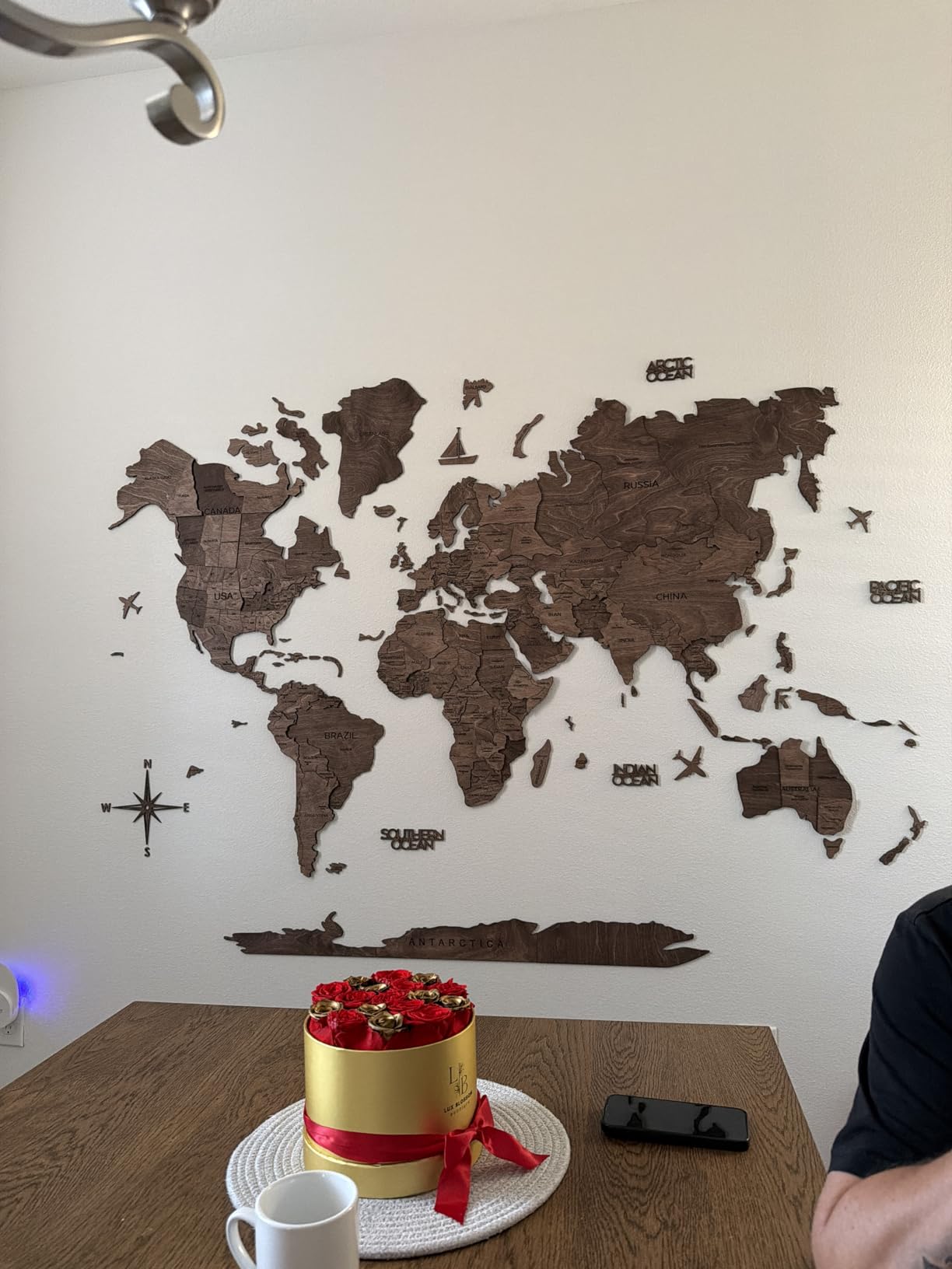 Handmade 3D Wood World Map Wall Art Large Wall Decor Track Your World Travels - Special for Home, Kitchen and Office (Large, Urban) customer photo 1