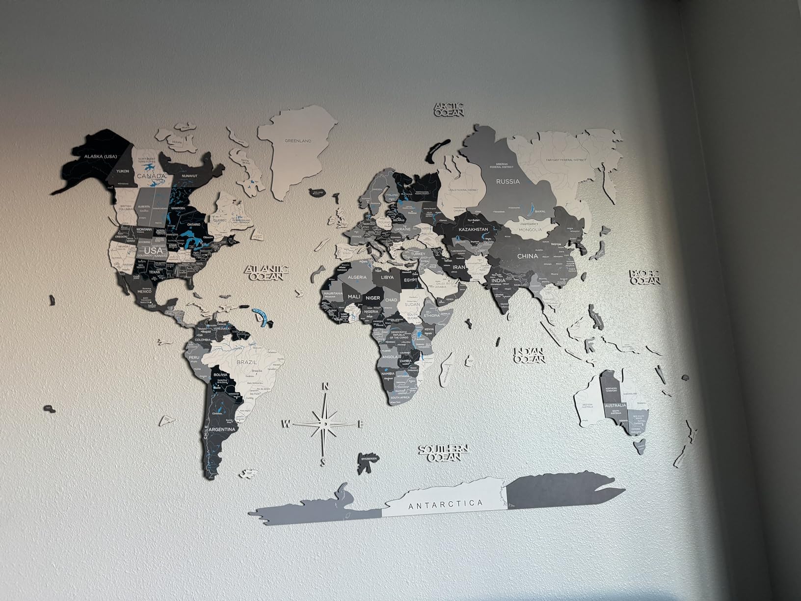 Handmade 3D Wood World Map Wall Art Large Wall Decor Track Your World Travels - Special for Home, Kitchen and Office (Large, Urban) customer photo 2