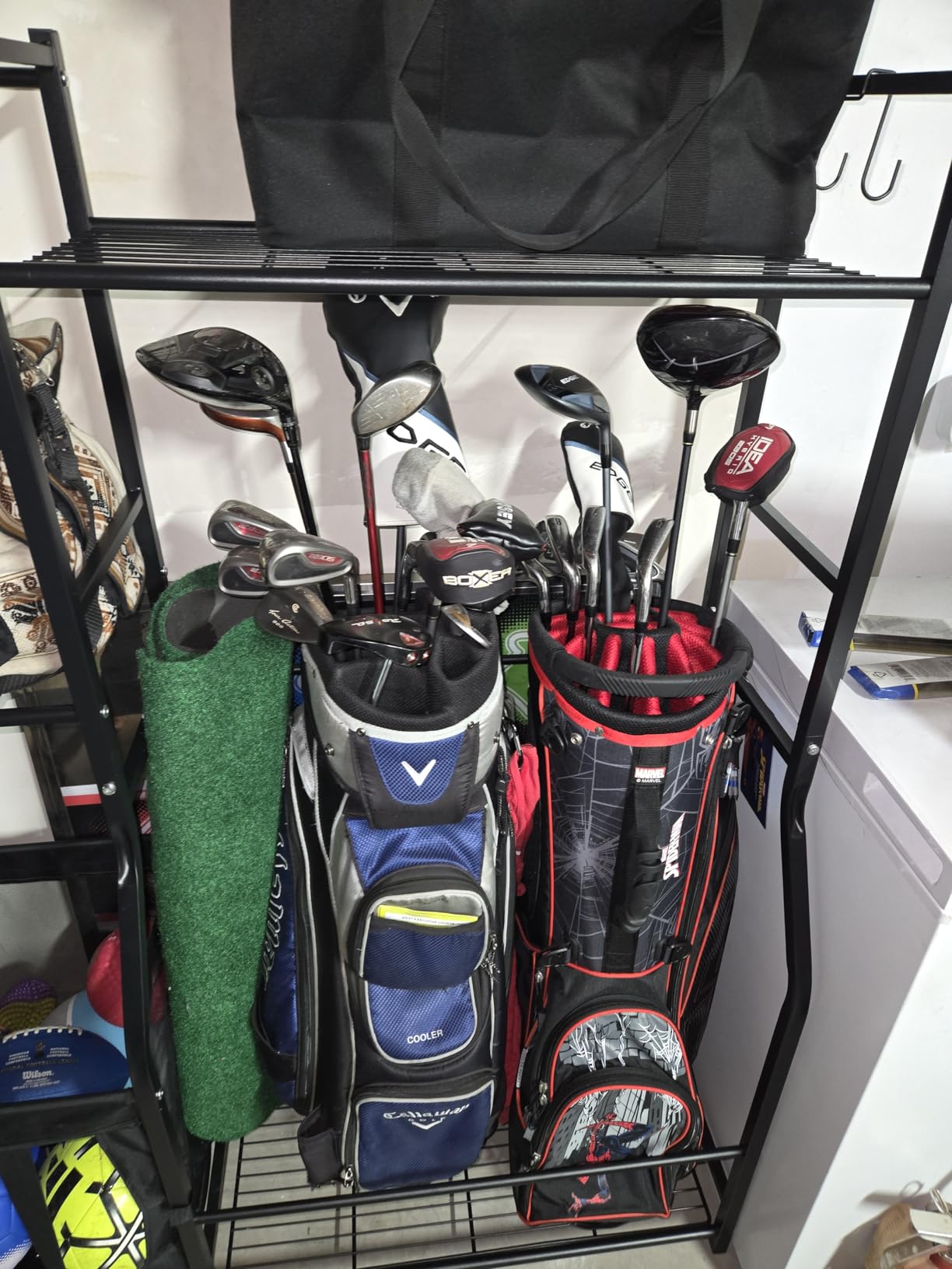 WALMANN Garage Sports Equipment Organizer, Golf Bag Stand for Garage Ball Storage Rack Indoor/Outdoor Kids Toys Storage Organizer Bins, Ball Holder with Baskets customer photo 1