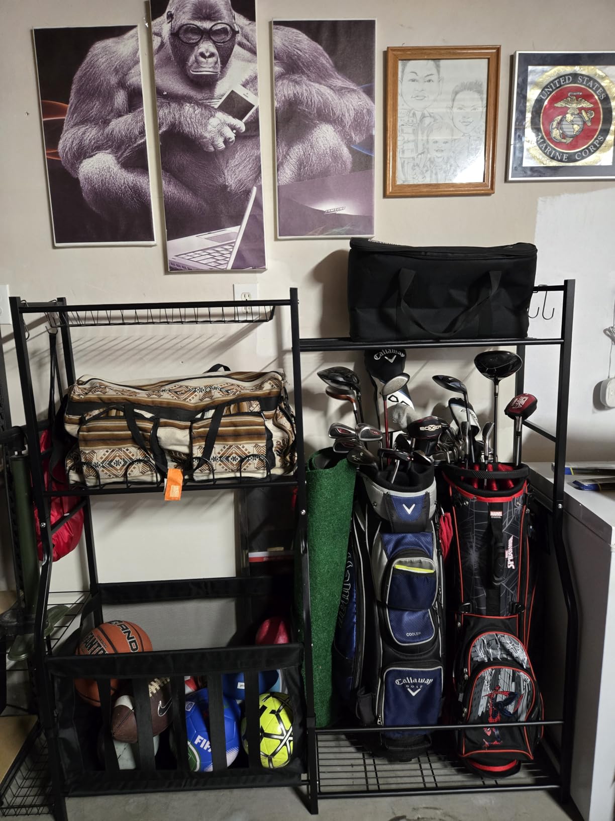 WALMANN Garage Sports Equipment Organizer, Golf Bag Stand for Garage Ball Storage Rack Indoor/Outdoor Kids Toys Storage Organizer Bins, Ball Holder with Baskets customer photo 2
