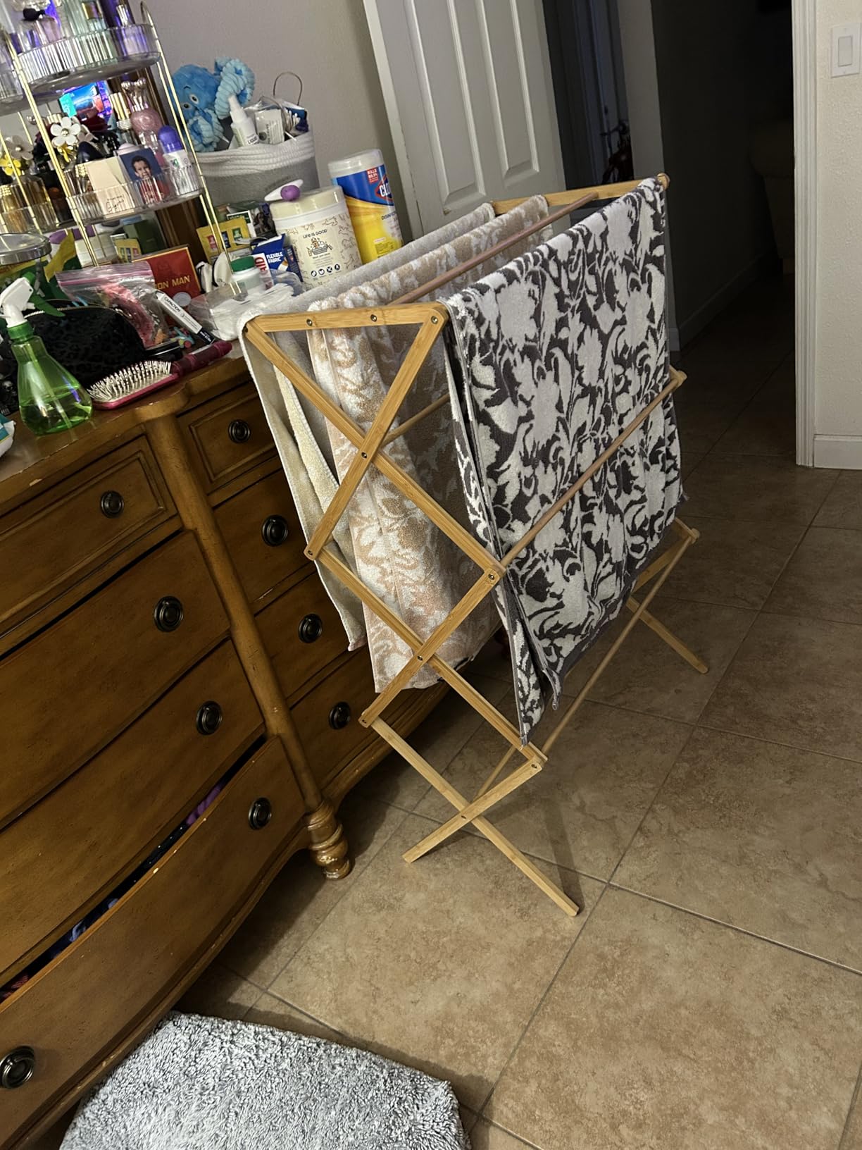 Honey-Can-Do Collapsible Bamboo Drying Rack - Sturdy & Foldable Laundry Drying Rack, Space-Saving & Portable Clothes Rack for Air-Drying Clothes, Towels, Blankets & Delicates, Indoor & Outdoor Use customer photo 2