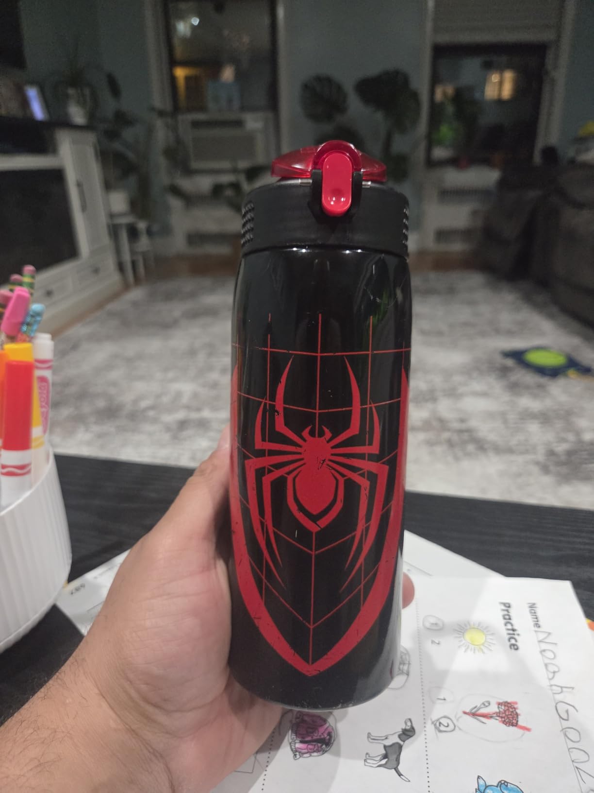 Zak Designs Minecraft Water Bottle for Travel and At Home, 19 oz Vacuum Insulated Stainless Steel with Locking Spout Cover, Built-In Carrying Loop, Leak-Proof Design (Creeper) customer photo 1