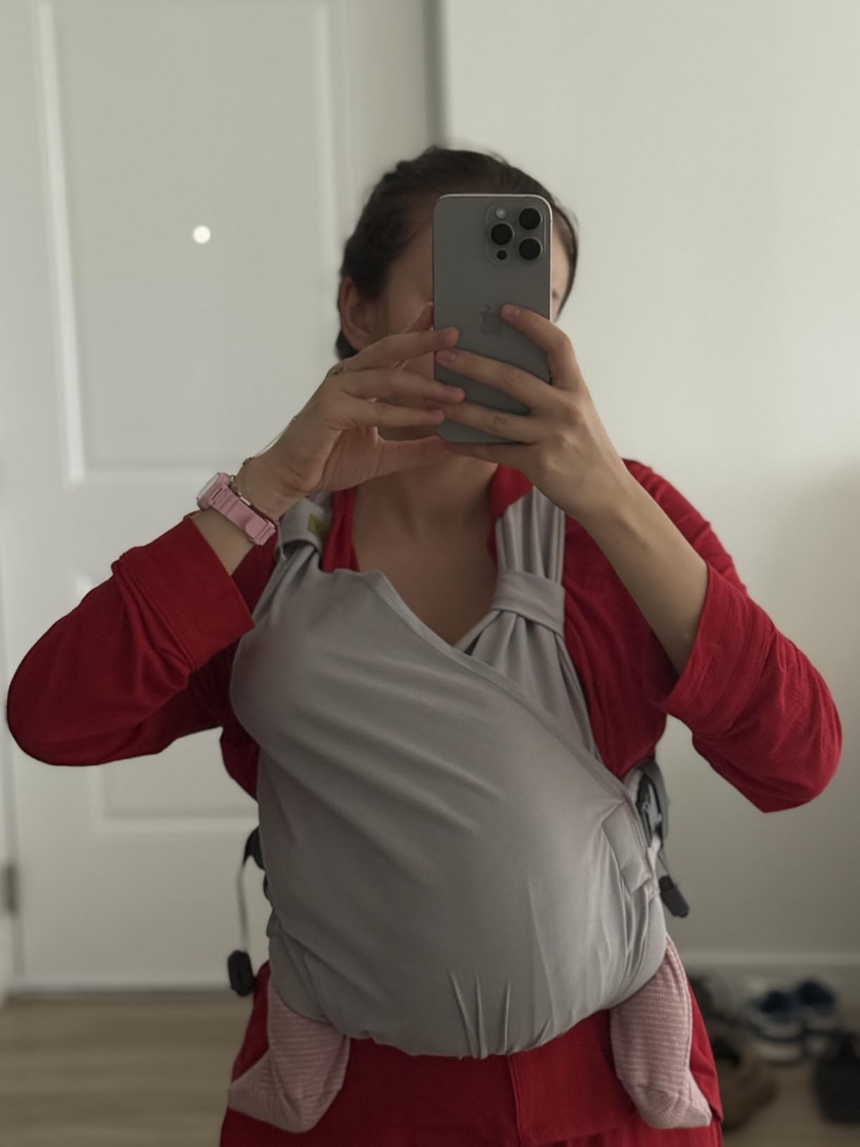 Boba Bliss Pre-Wrapped Baby Carrier with Buckle - Newborn to 7-35 lbs Light, Breathable & Easy to Adjust Hybrid Infant Sling & Toddler Carrier - Certified Hip-Healthy for 0-18 Months - Gray customer photo 2