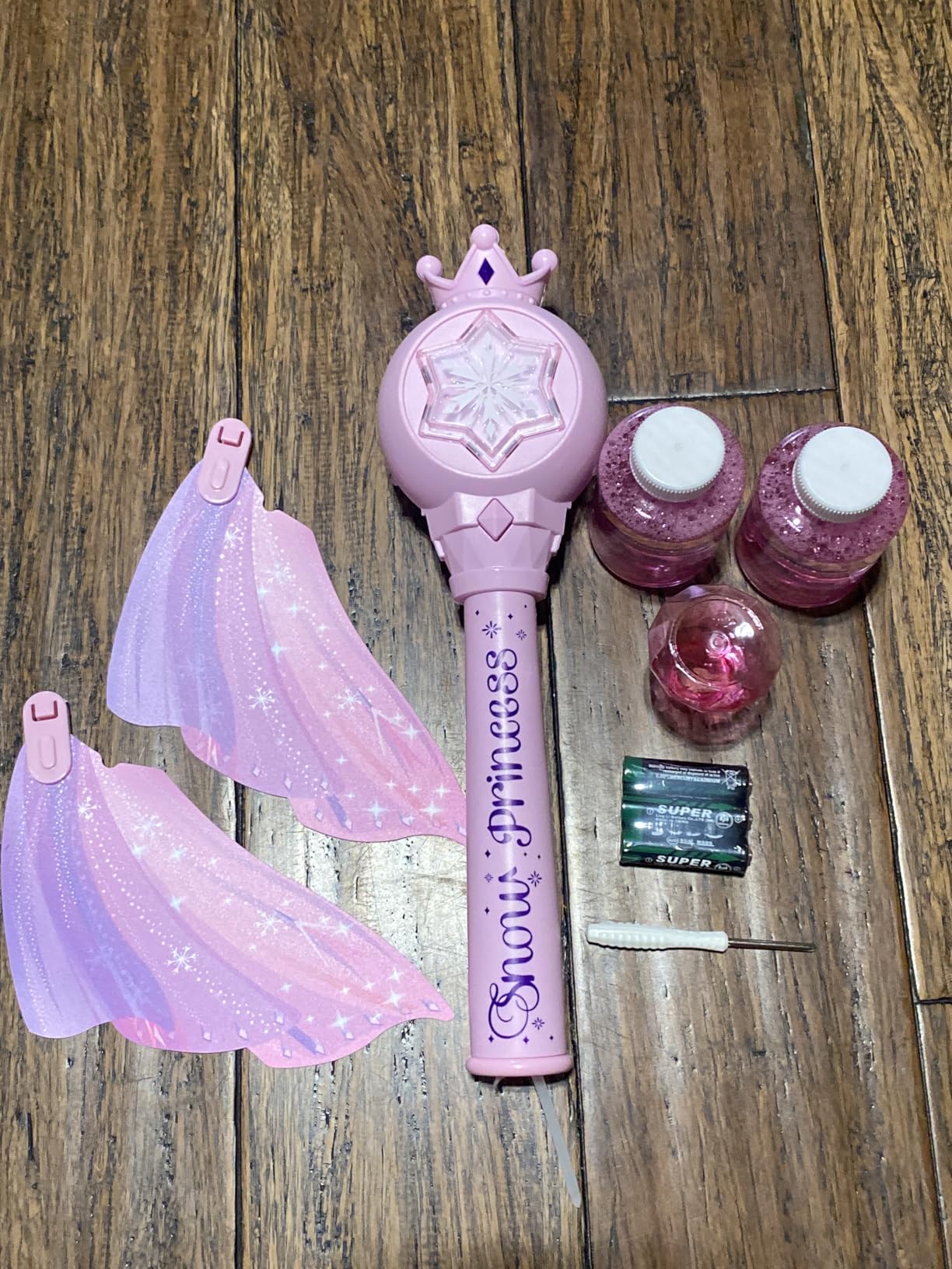 Bubble Wands for Kids Girls - LED Light & Music Bubble Machine: 3 AA Batteries & 2 Bubble Solutions, Outdoor Party Birthday Toys for Toddlers, Gift for 3 4 5 6 7 8 Year Old Girls customer photo 2