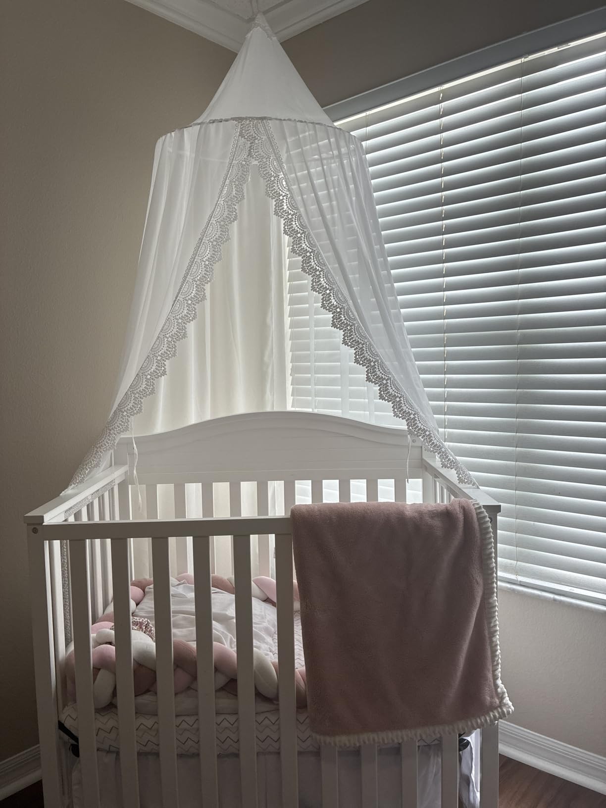 LOAOL Kids Bed Canopy with Lace Hanging Canopy Net for Baby Crib Nook Castle Game Tent Nursery Play Room Decor (Butterfly) customer photo 1