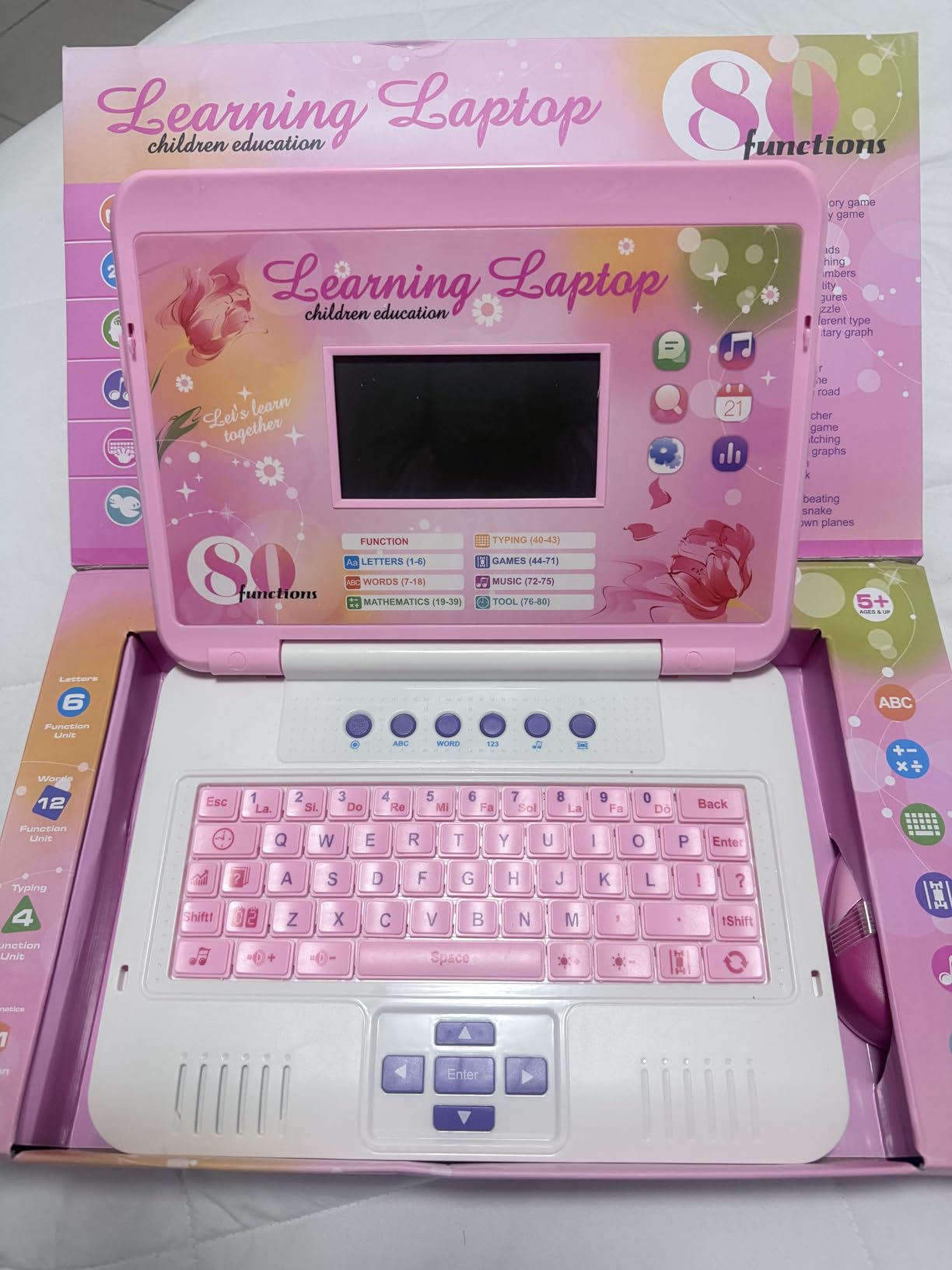 LESHITIAN Kids Laptop - 80 Learning Activities to Learn Alphabet, Words, Mathematics, Play Games and Music - Educational Learning Computer for Kids Ages 5+ customer photo 2