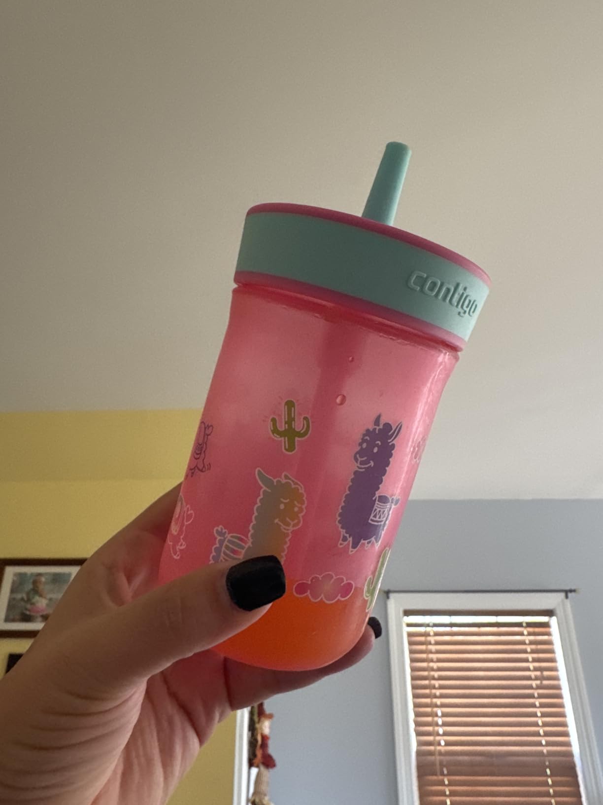 Contigo Leighton Kids Water Bottle, 2-Pack, 14oz, Spill-Proof, Blue Raspberry/Azalea & Butterflies/Llamas, Dishwasher Safe Tumbler with Straw customer photo 1
