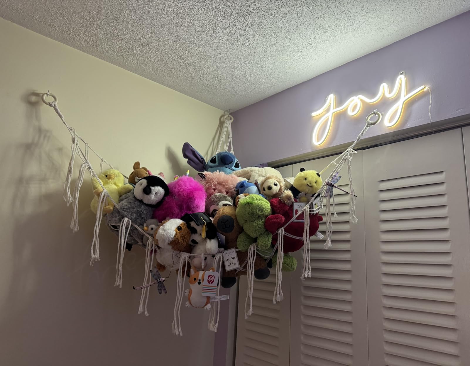 Stuffed Animal Storage Hammock or Net Corner - Large Toy Hammock Net for Stuffed Animals Room Decor - Cute Stuff Animal Organizer Plush Holder - Kids Baby Nursery Essentials Wall Bedroom Home Decor customer photo 2